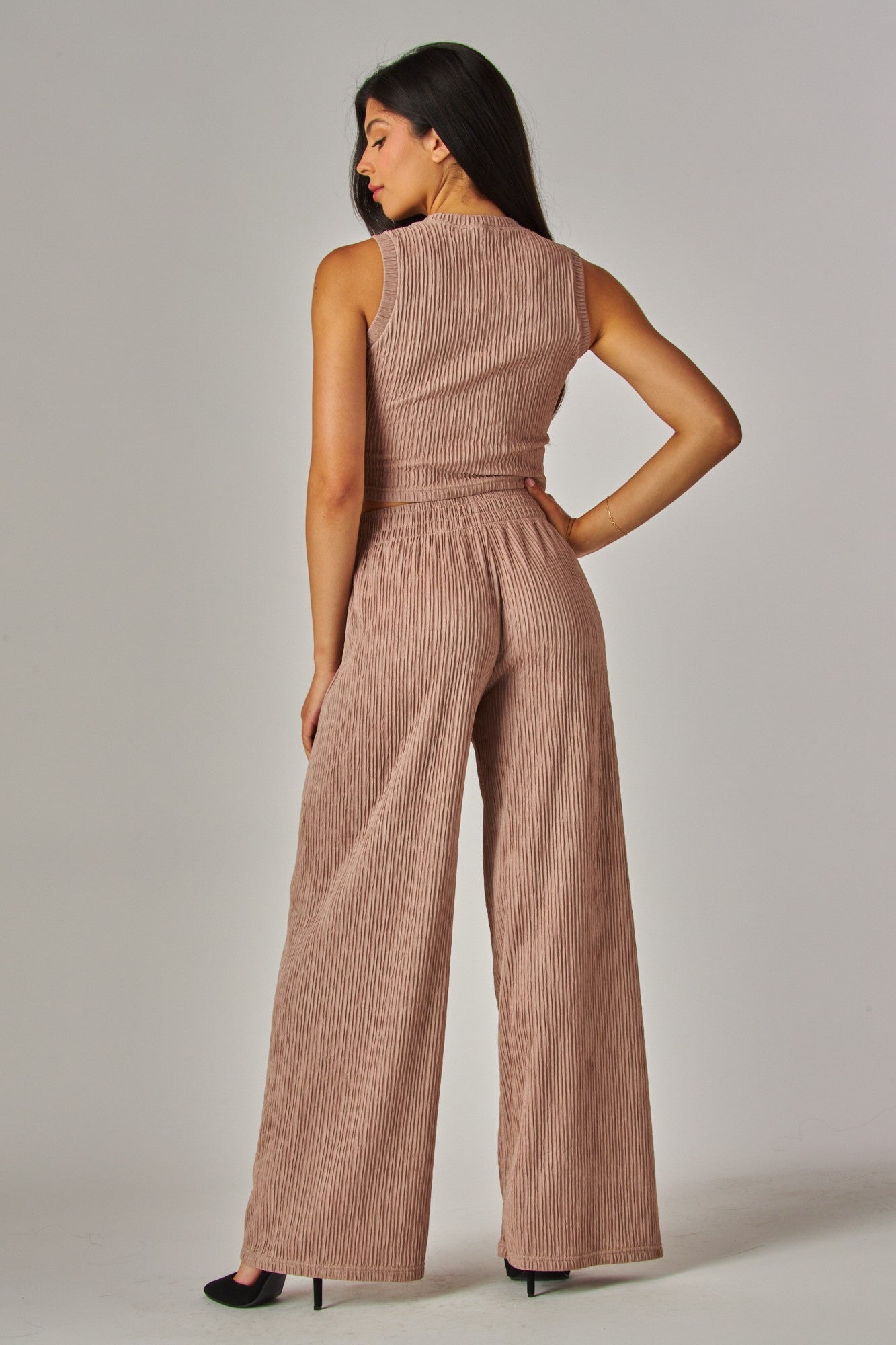 Set de Blusa y Pantalón Texturizado Corte Amplio