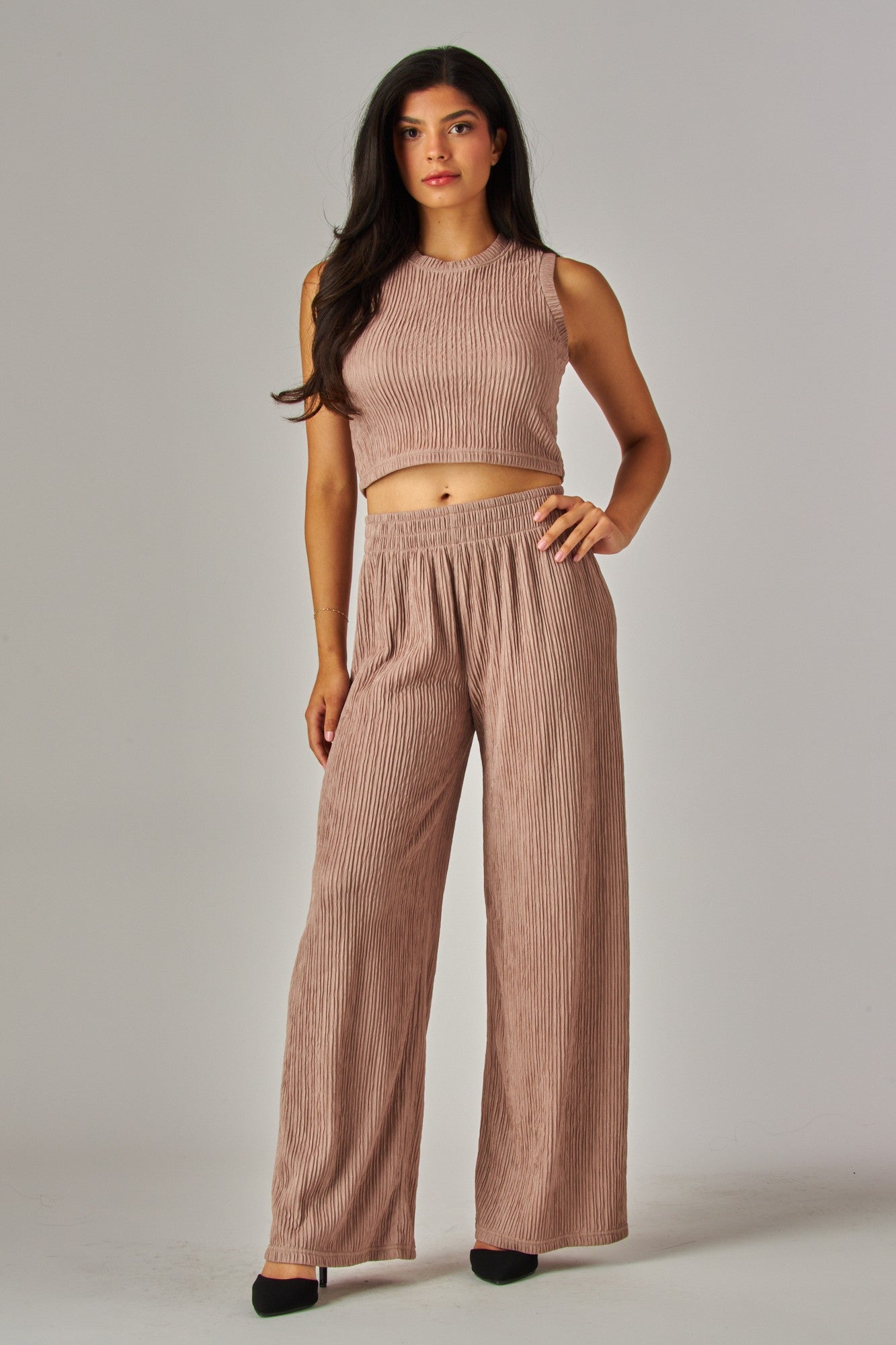 Set de Blusa y Pantalón Texturizado Corte Amplio