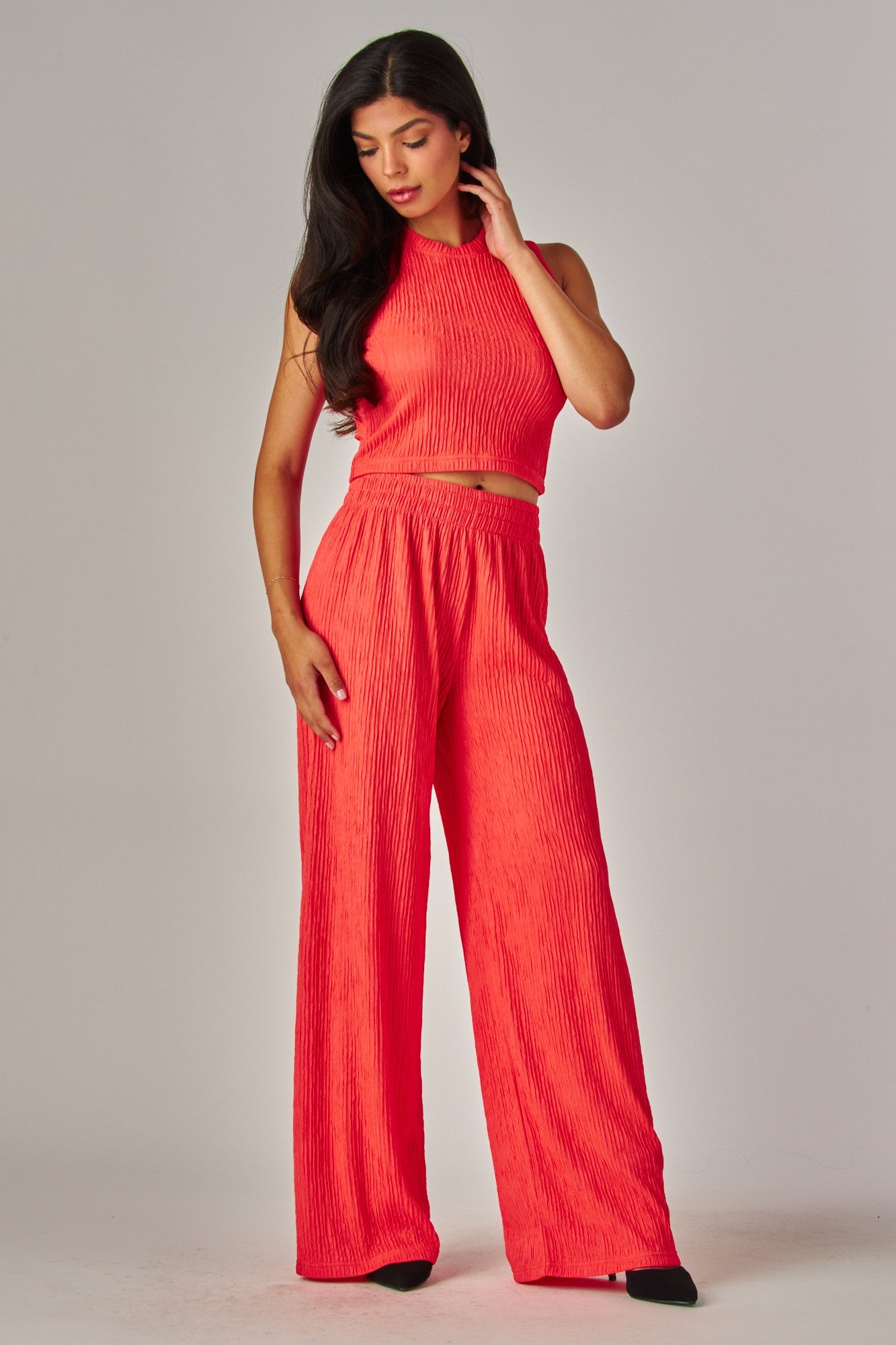 Set de Blusa y Pantalón Texturizado Corte Amplio