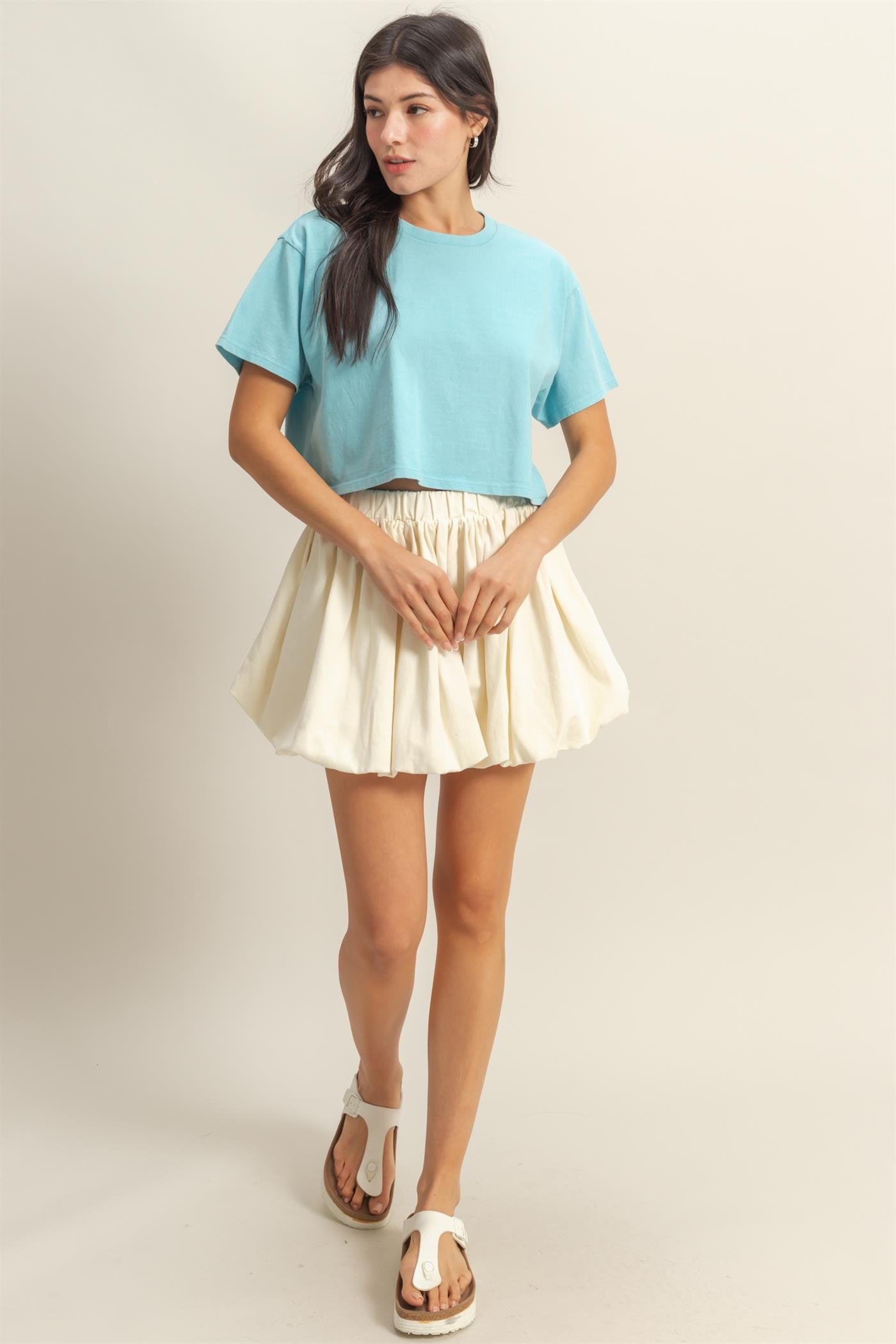 Falda Corta Globito con Cintura Elástica