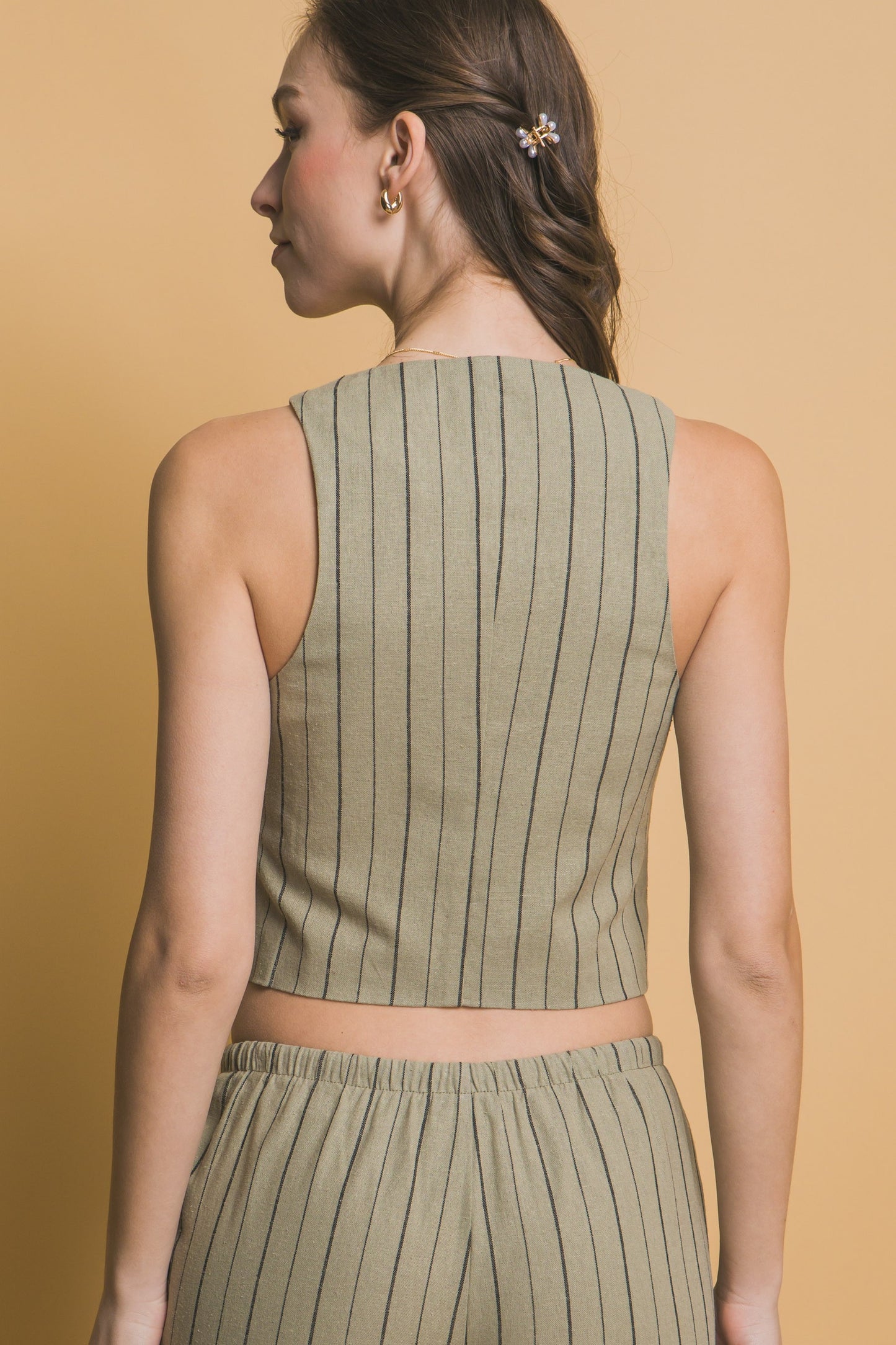 Top crop de tiras con moños y rayas delgadas