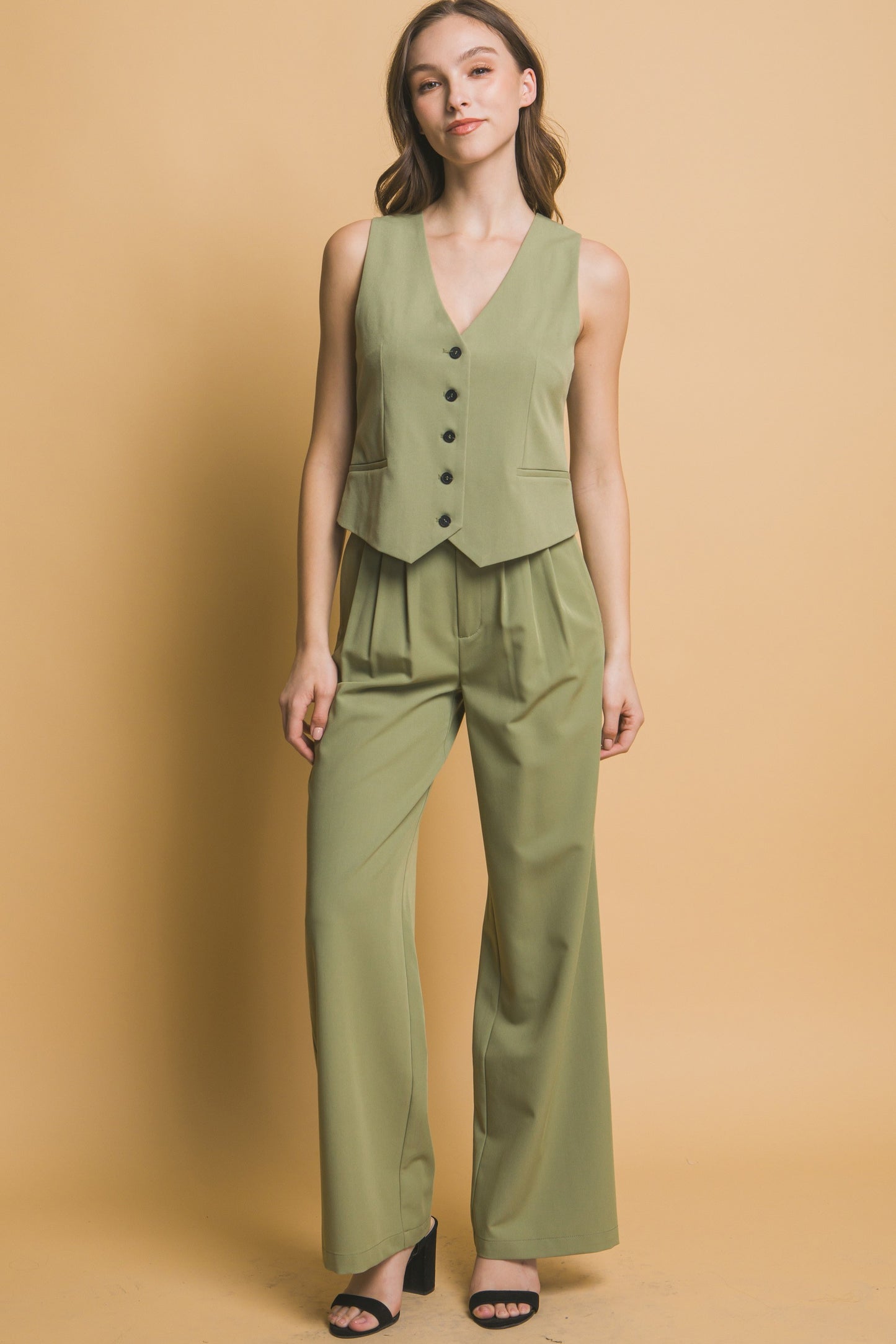 Pantalón de vestir palazo con pinzas