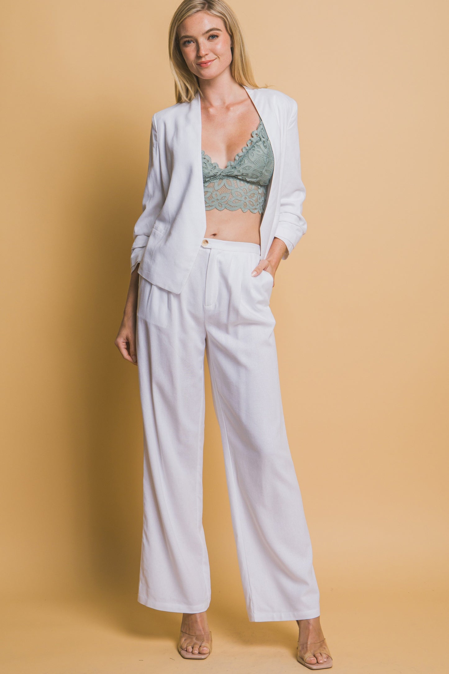 Pantalón palazzo de tiro alto con pinzas