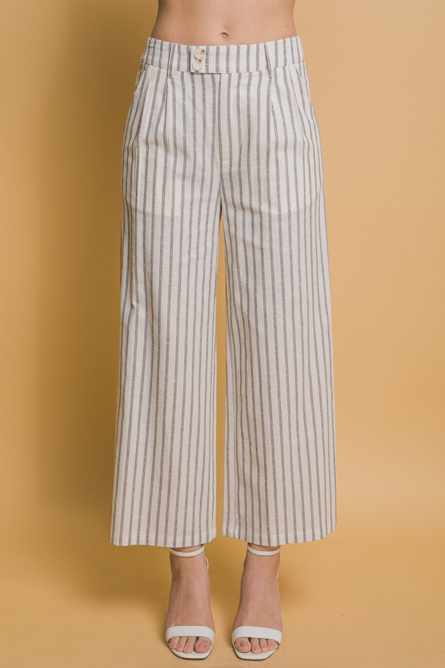 Pantalón a rayas estilo culotte con pretina doble