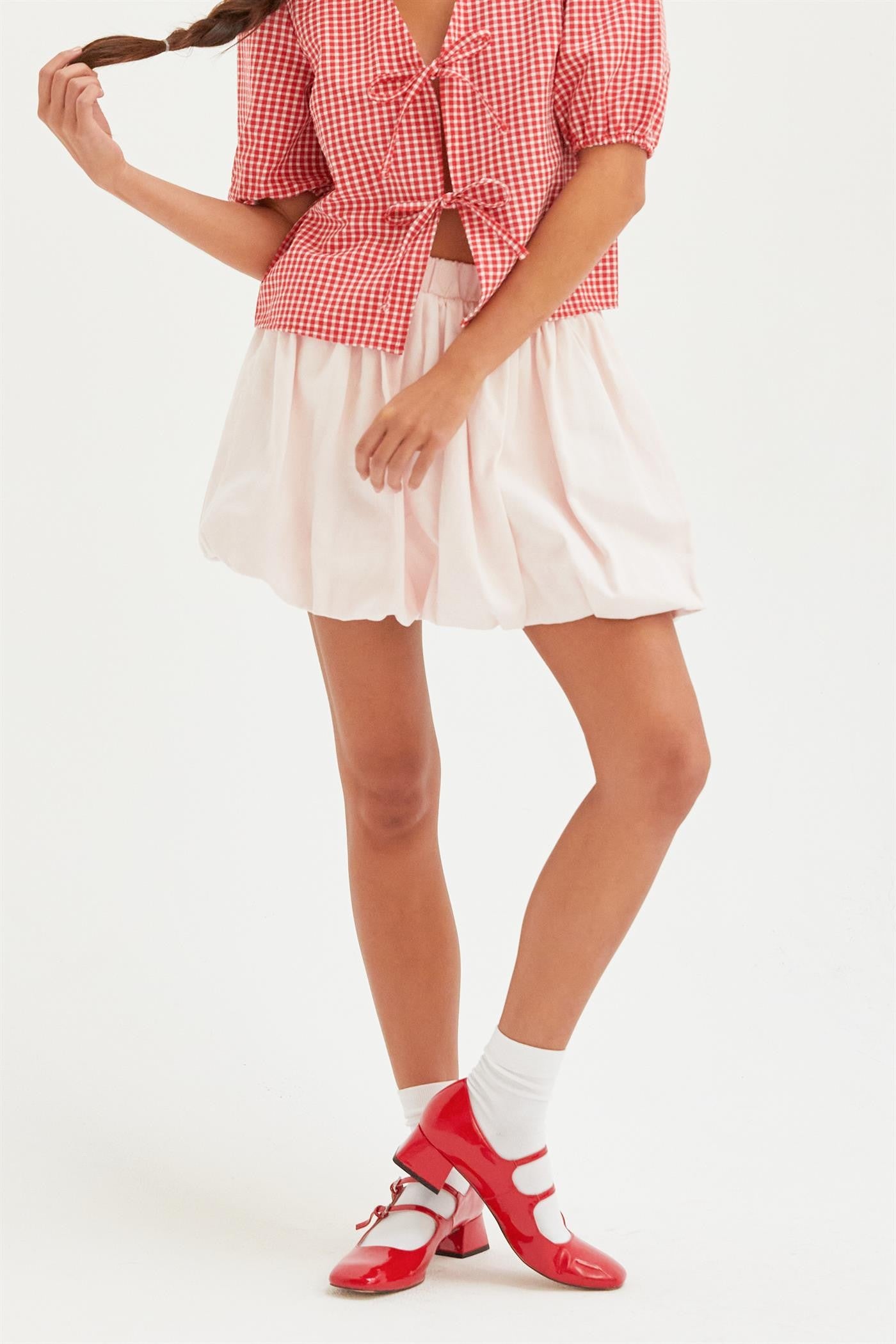 Falda Corta Globito con Cintura Elástica