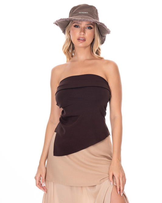 Top strapless tejido corte favorecedor