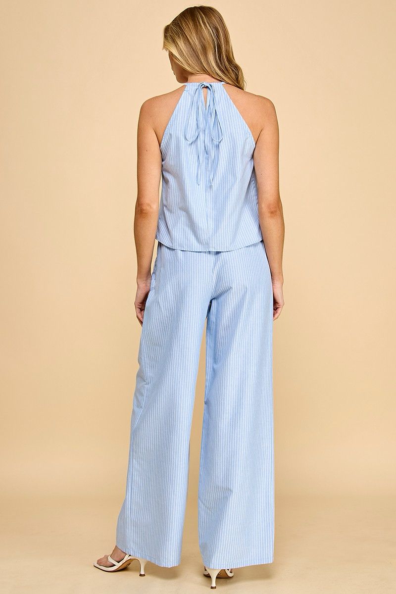 Set Halter de Rayas con Pantalón Palazzo
