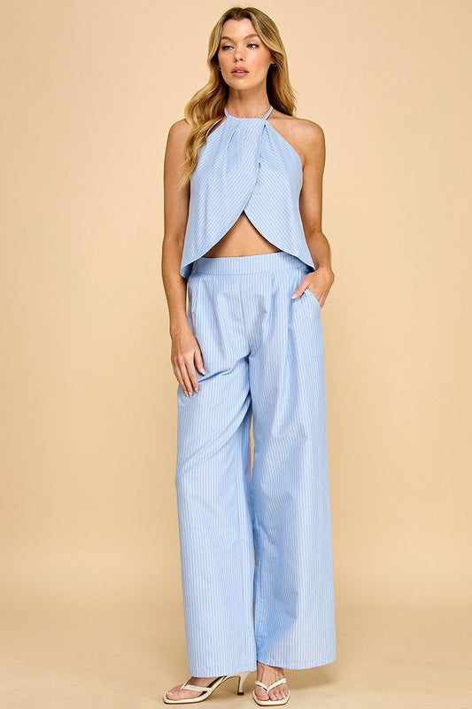 Set Halter de Rayas con Pantalón Palazzo