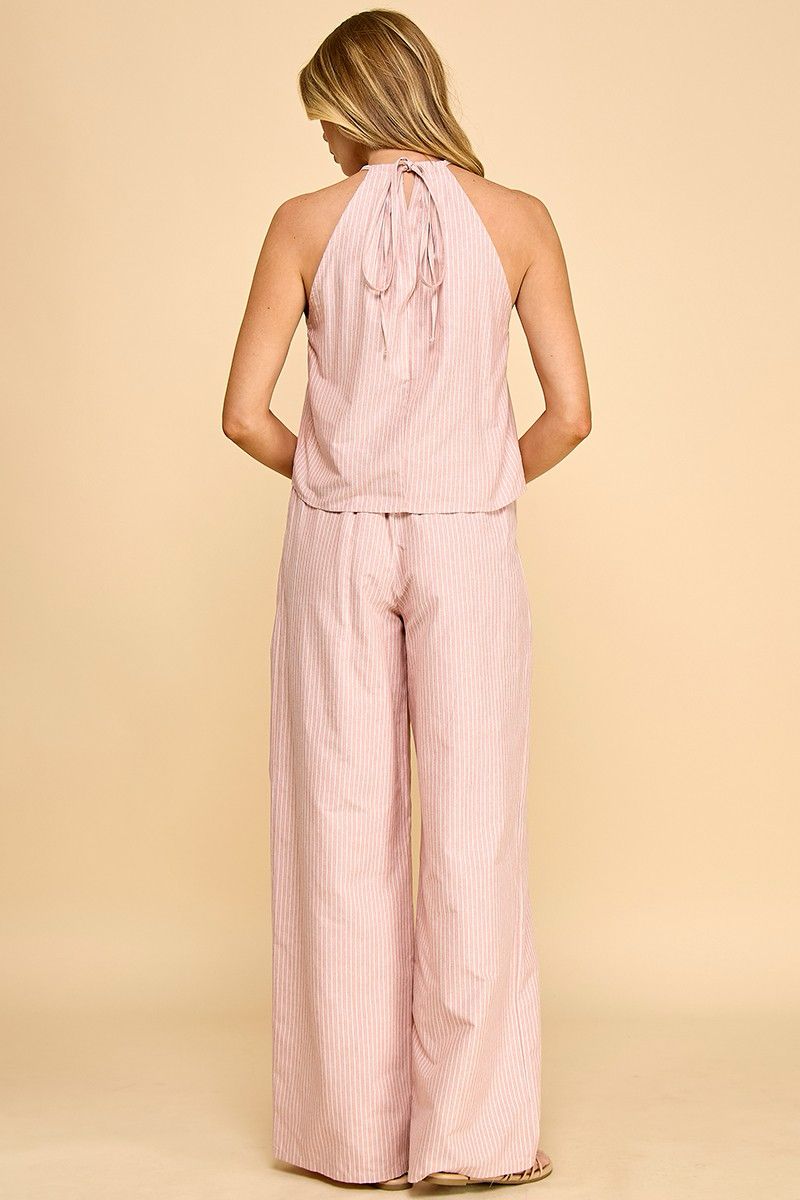 Set Halter de Rayas con Pantalón Palazzo