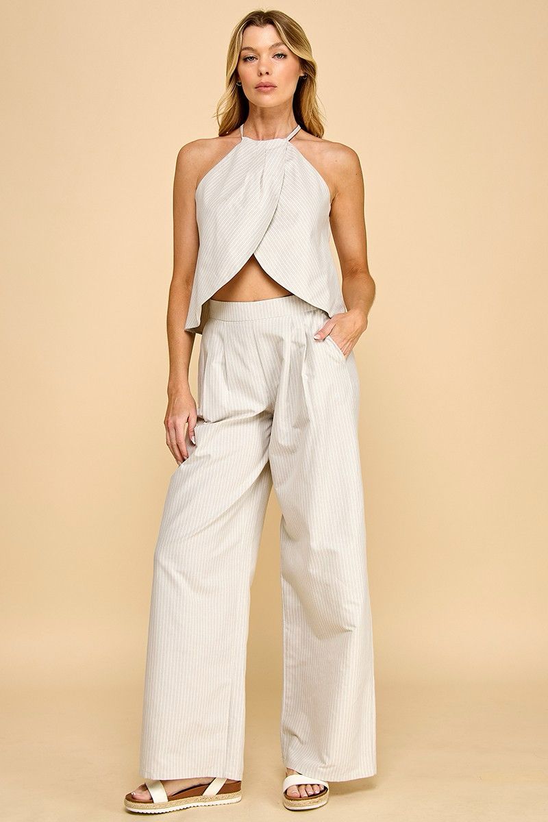 Set Halter de Rayas con Pantalón Palazzo