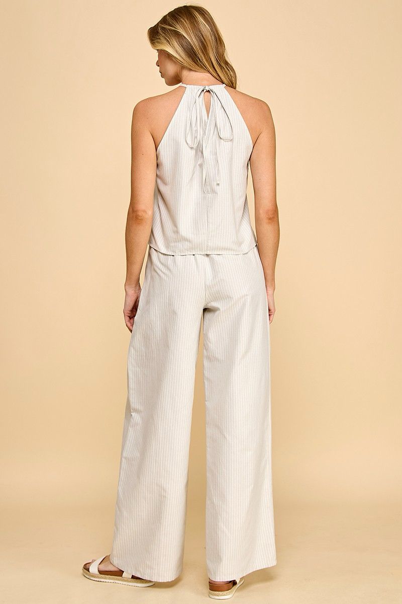 Set Halter de Rayas con Pantalón Palazzo