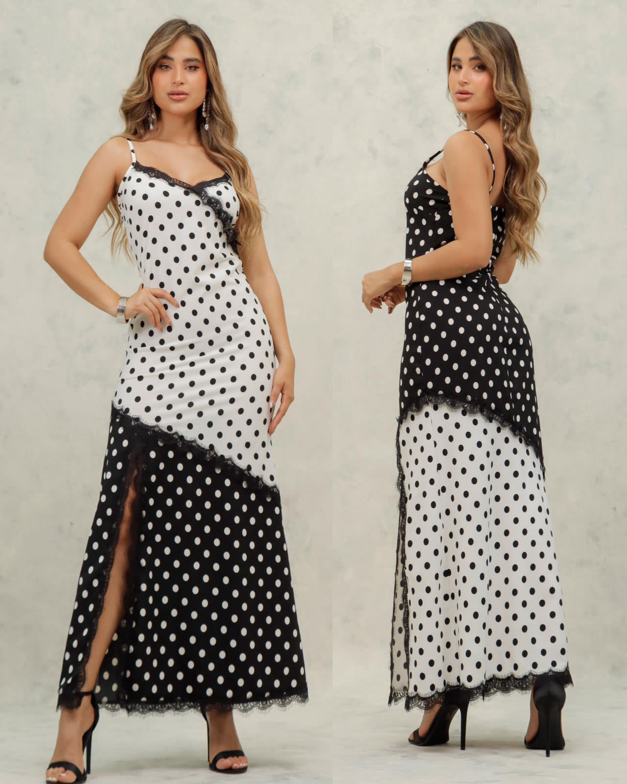 Vestido de puntos con encaje