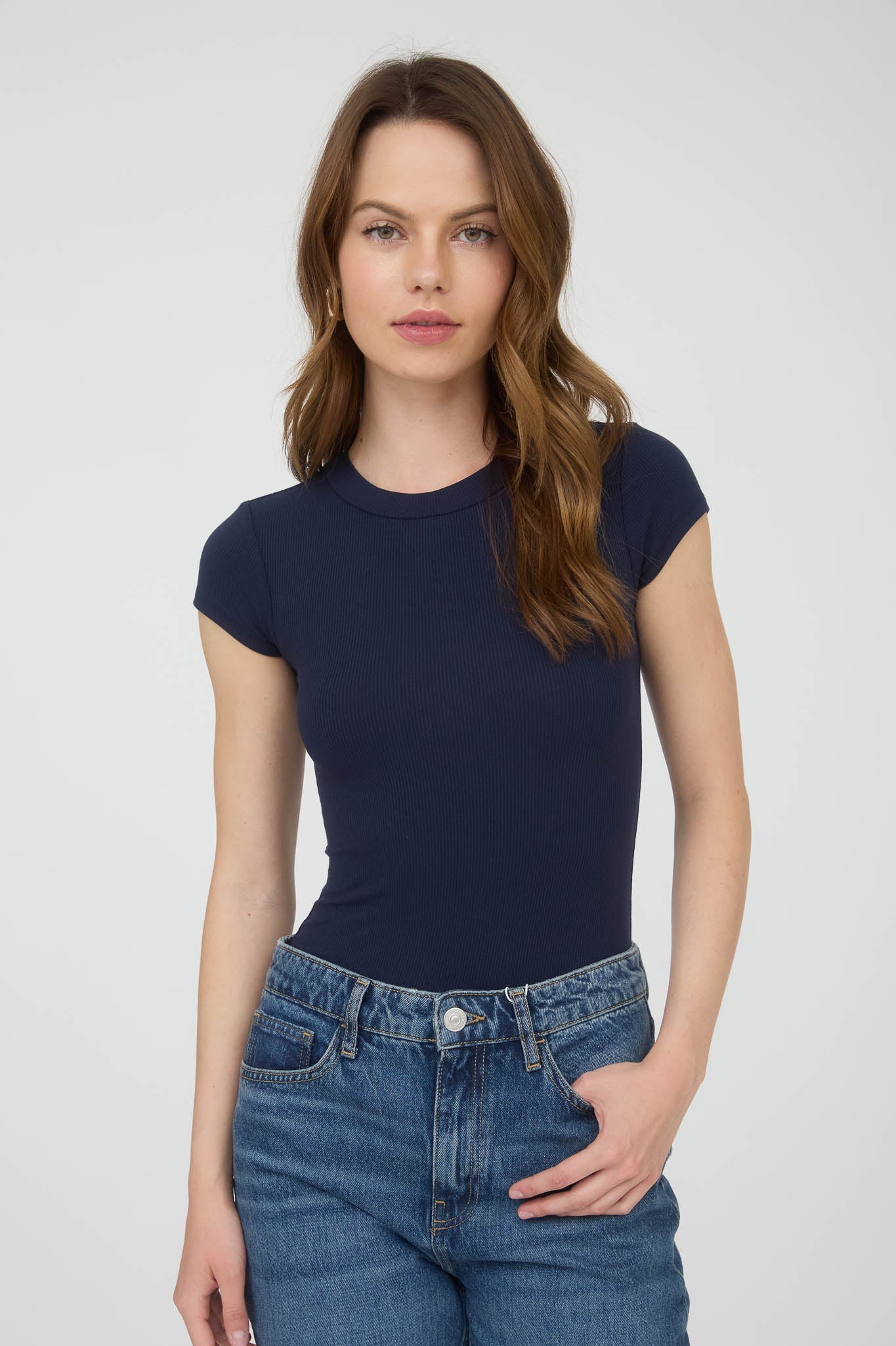 Pantiblusa básica de canalé manga corta