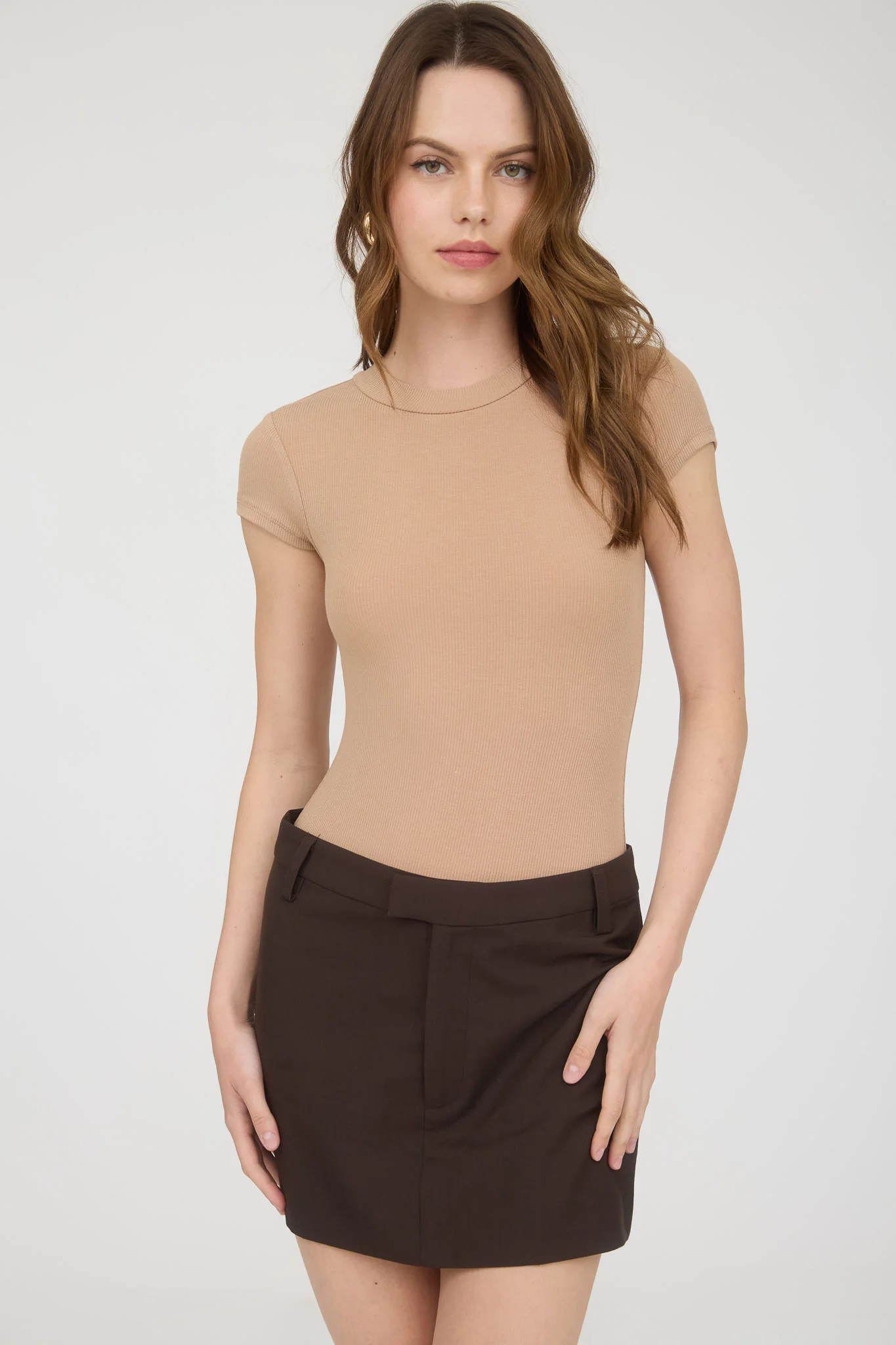 Pantiblusa básica de canalé manga corta