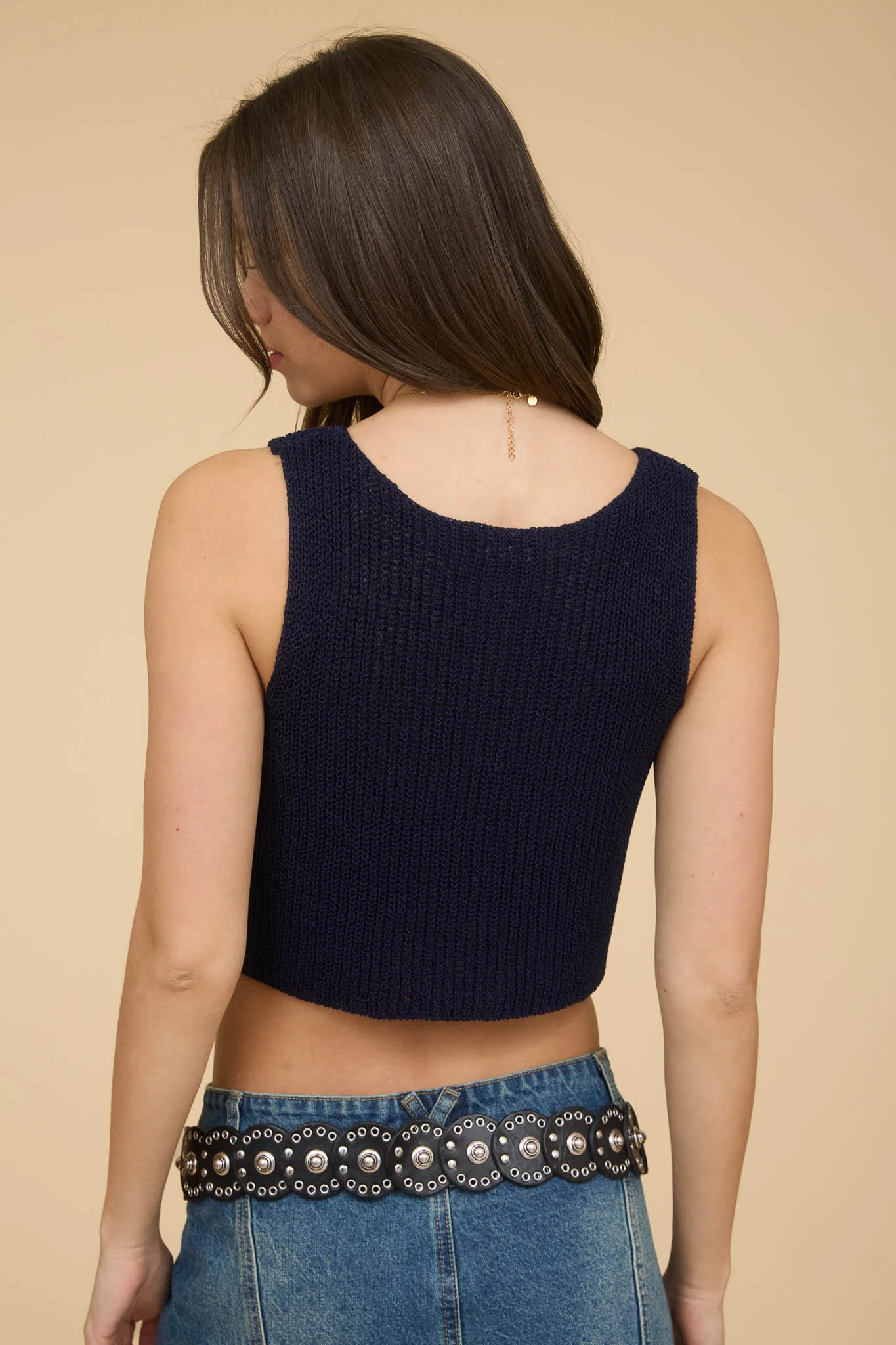 Top tejido con abertura al frente diseño tipo chaleco