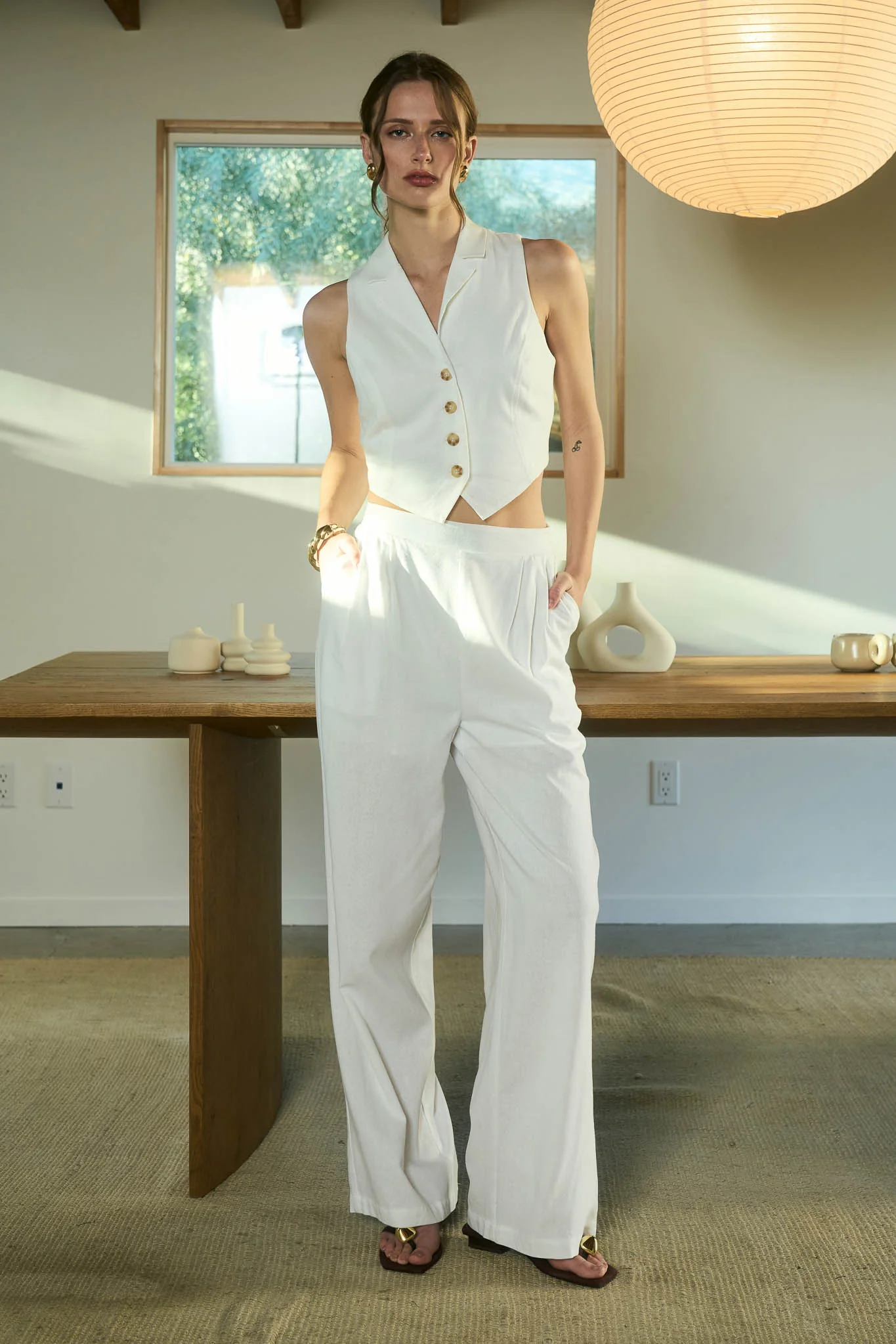 Pantalón palazzo tiro alto estilo formal