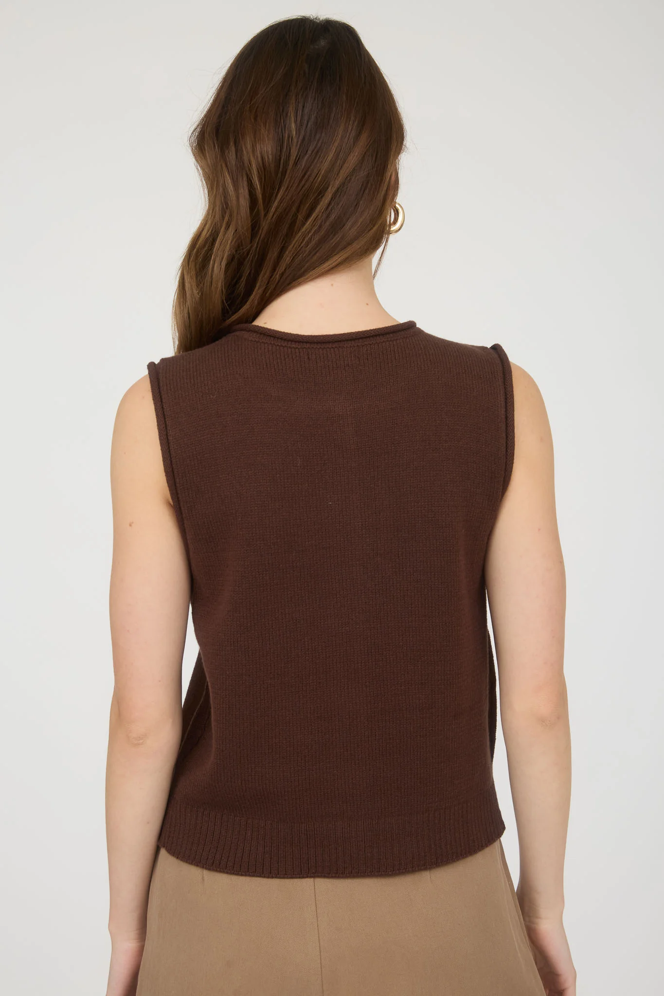 Blusa sin mangas con botones frontales estilo casual tejido