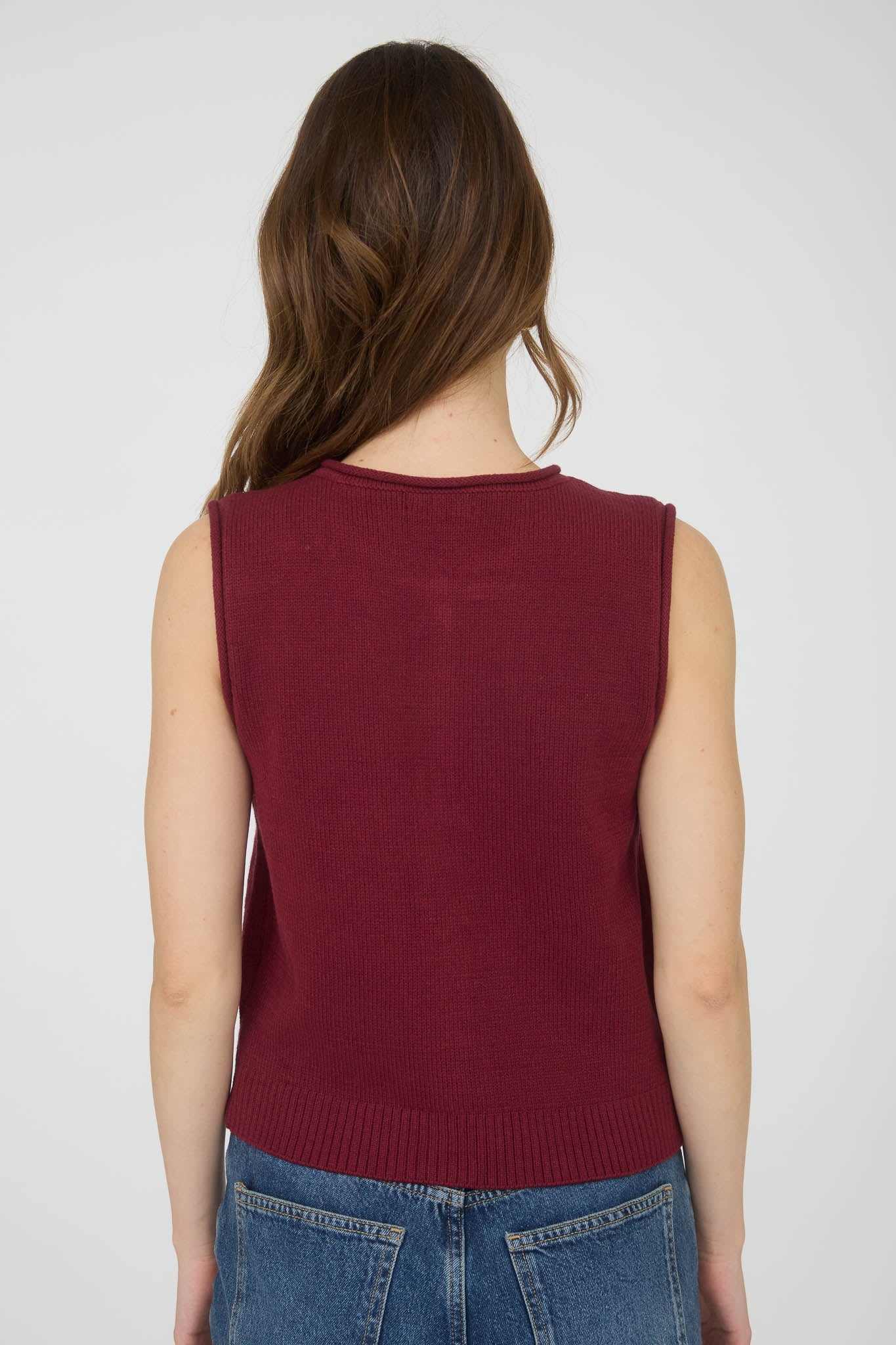 Blusa sin mangas con botones frontales estilo casual tejido