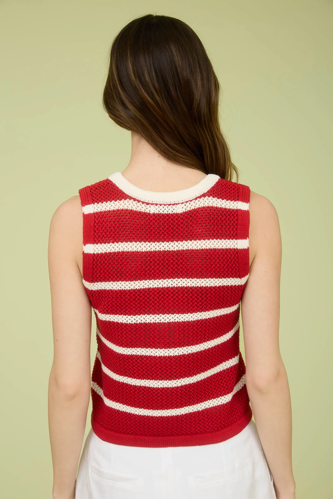 Top tejido de botones frontales