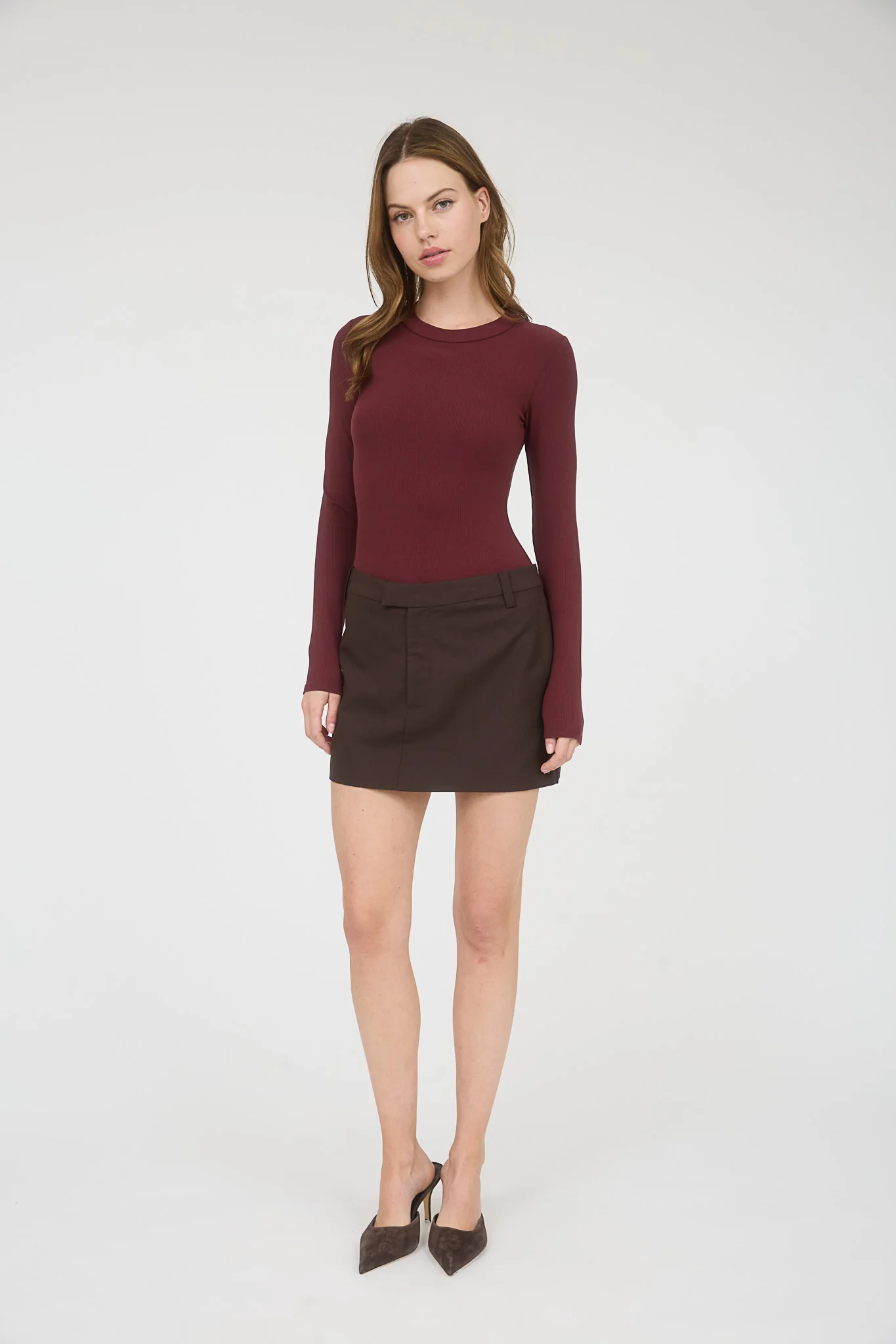 Pantiblusa manga larga tipo canalé ajustada