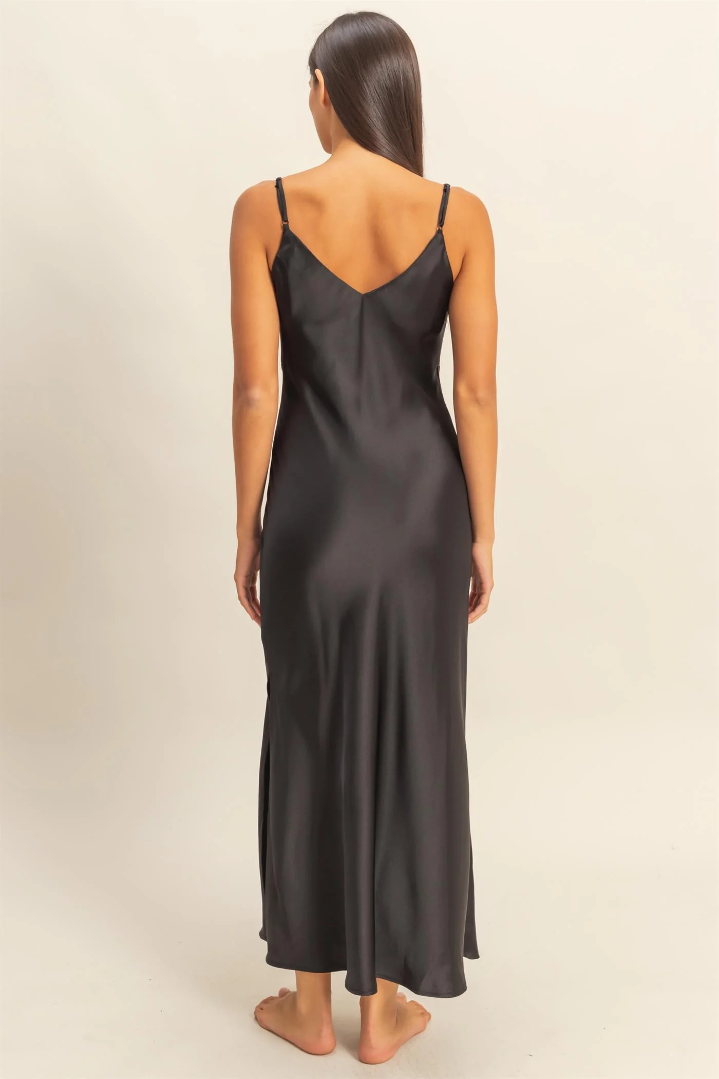Vestido midi de satI¿in con abertura lateral
