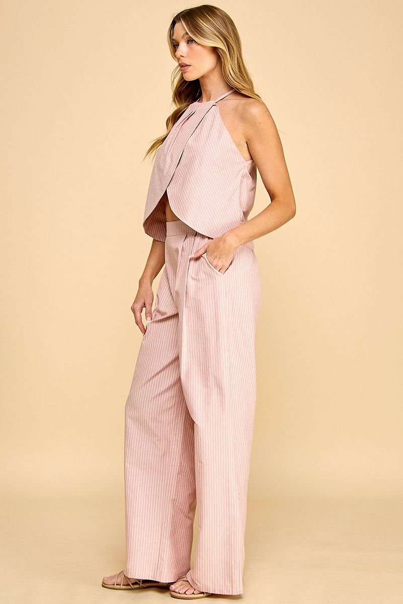 Set Halter de Rayas con Pantalón Palazzo
