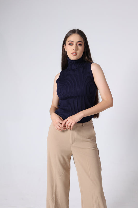 Blusa de Cuello Alto Tejida para Mujer