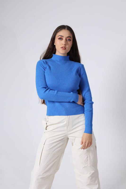 Blusa Tejida Cuello Alto para Mujer