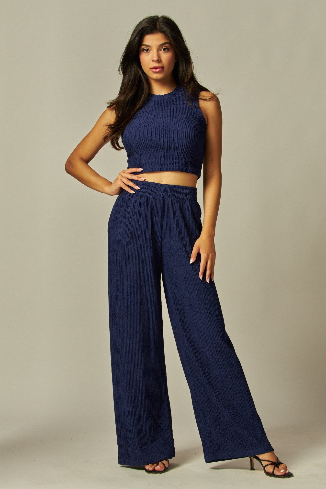 Set de Blusa y Pantalón Texturizado Corte Amplio