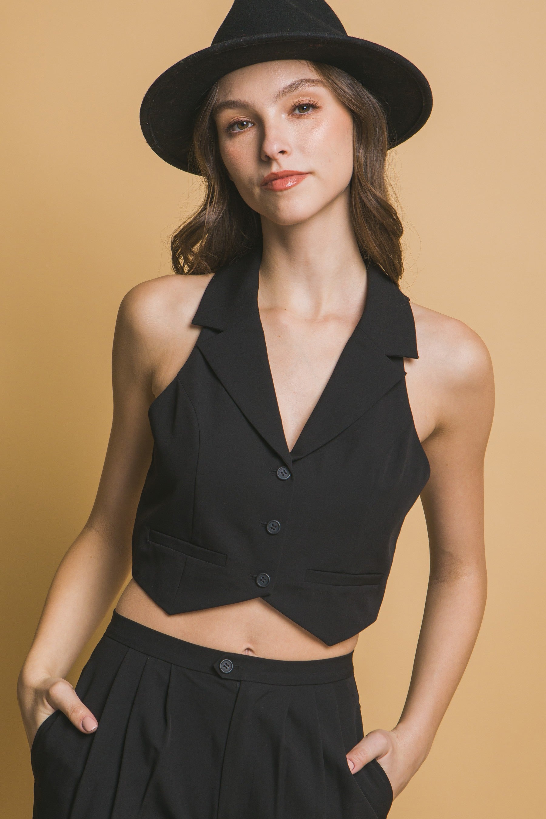 Chaleco top corte sastre con botones