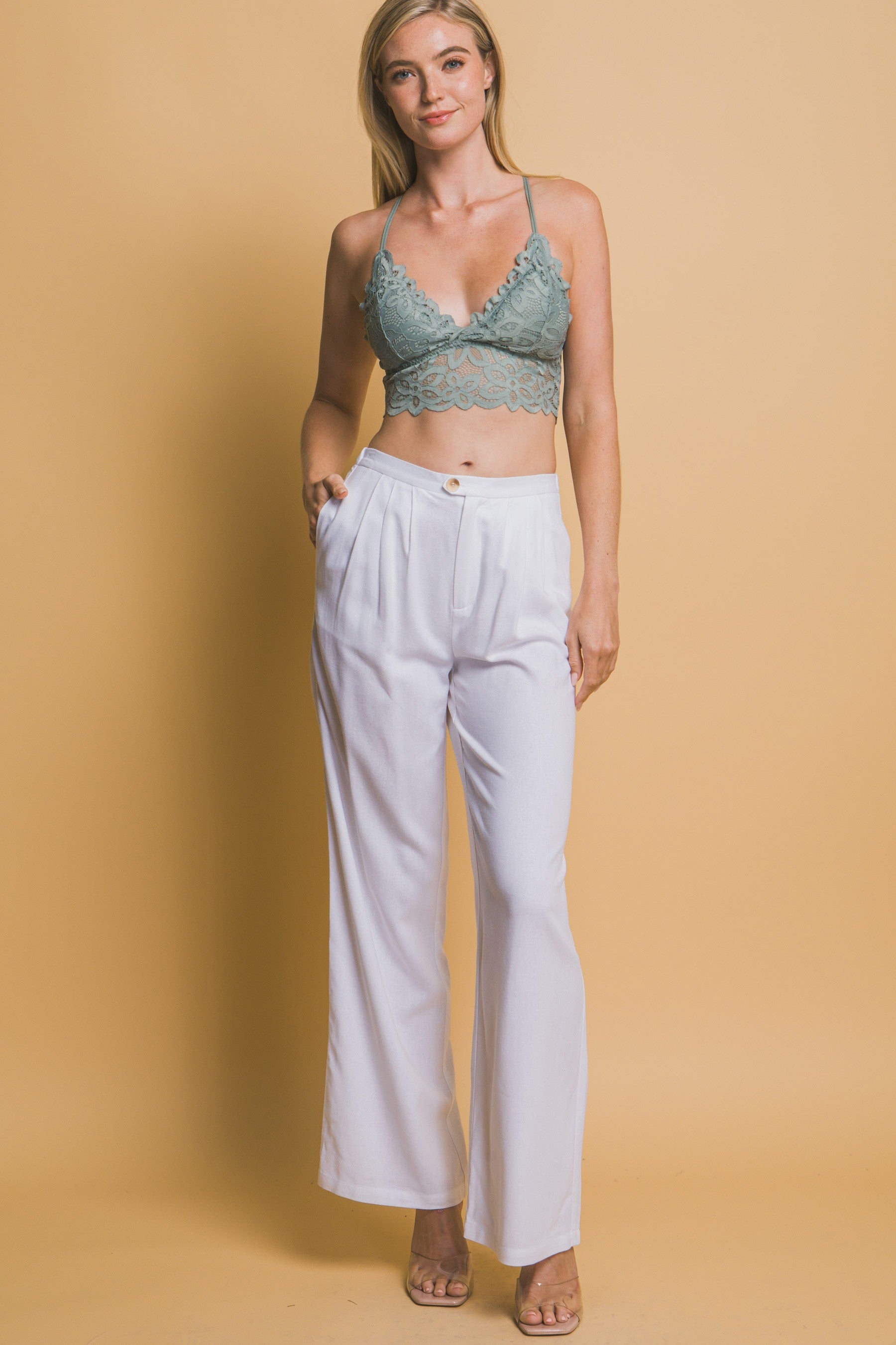 Pantalón palazzo de tiro alto con pinzas