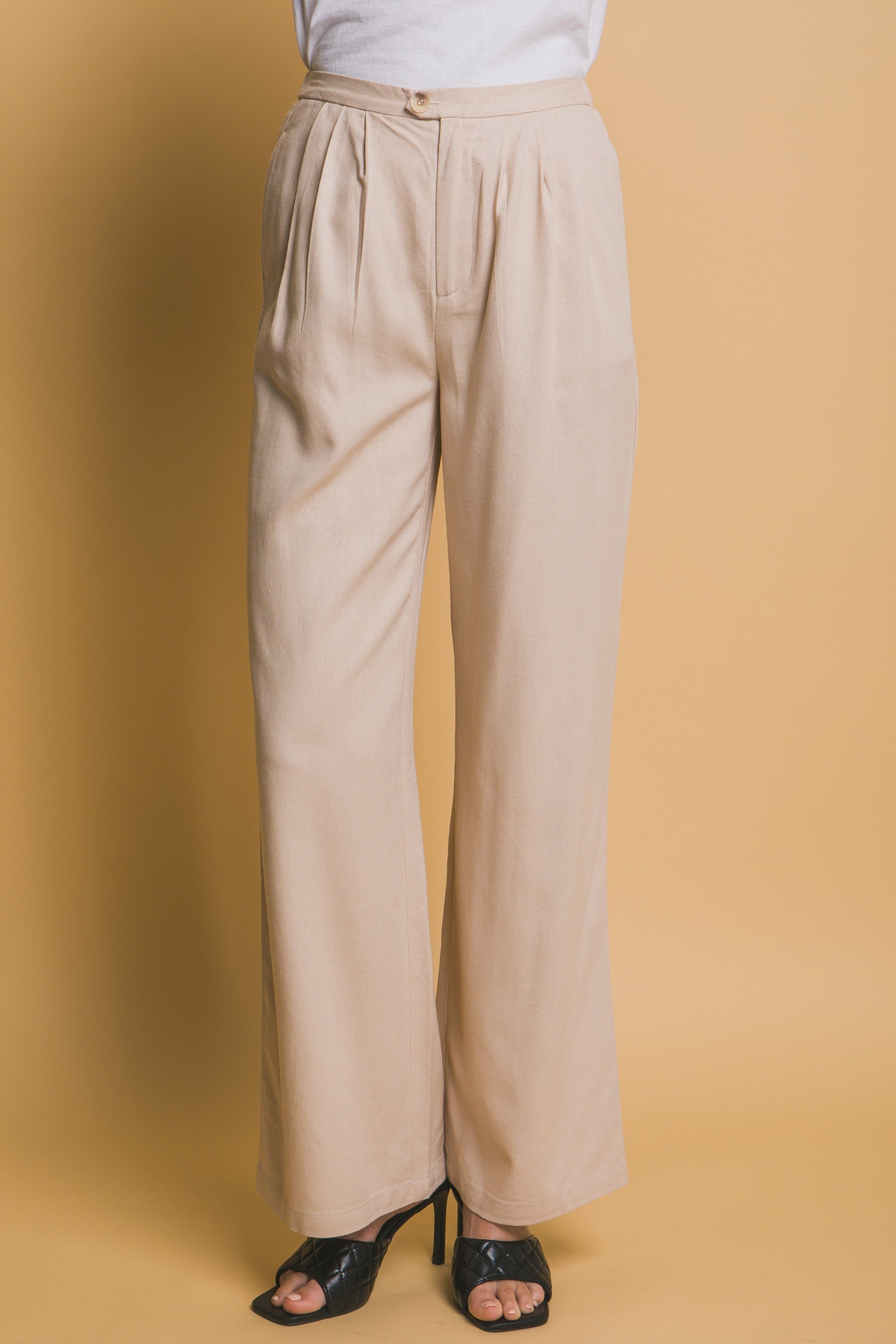 Pantalón palazzo de tiro alto con pinzas