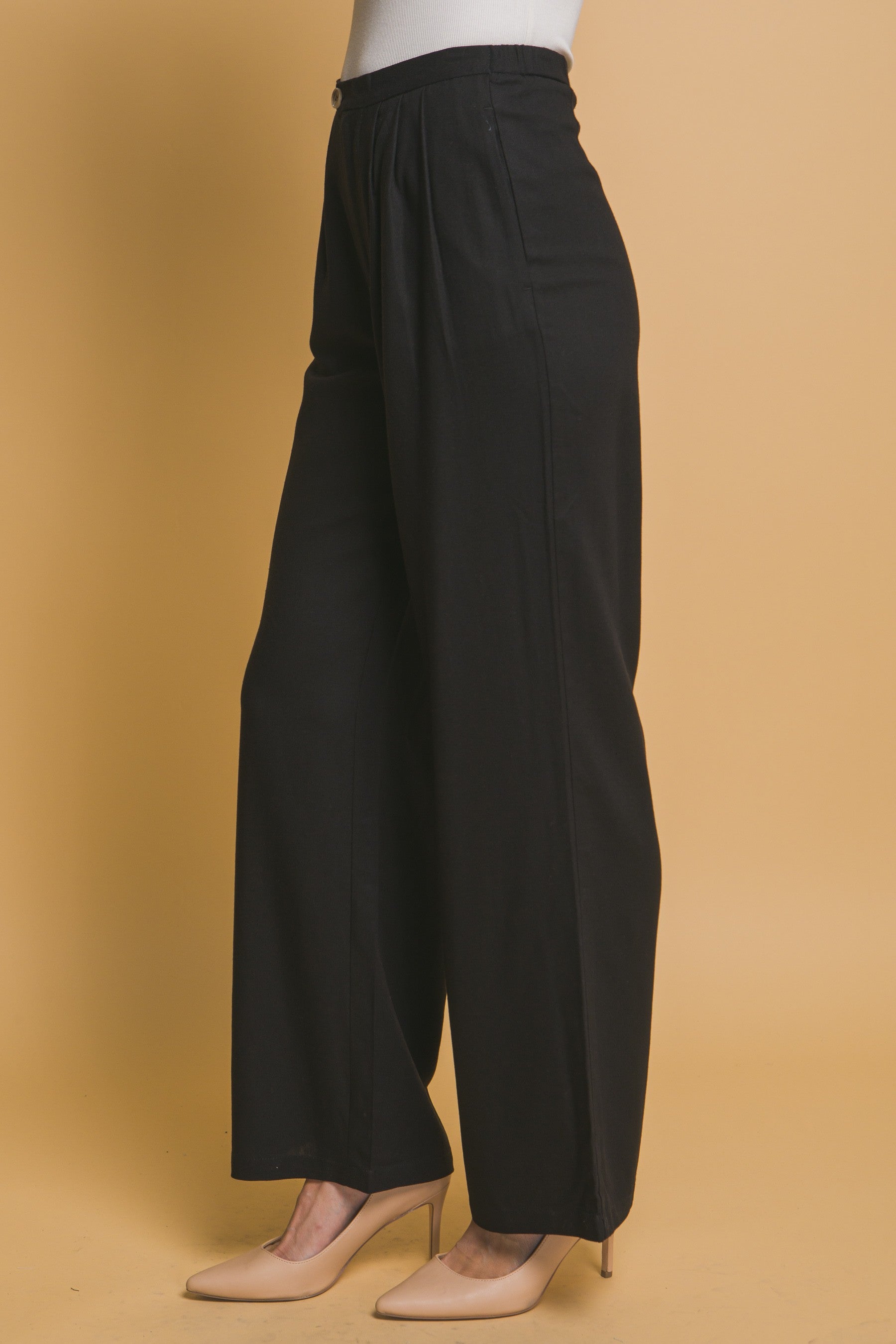 Pantalón palazzo de tiro alto con pinzas