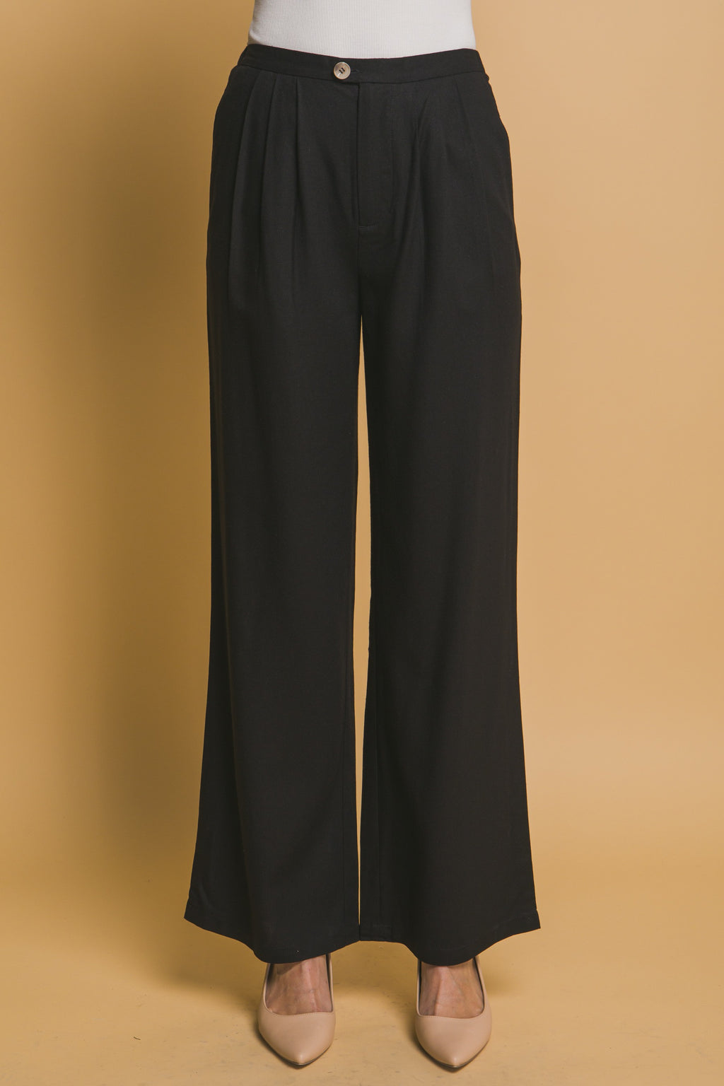 Pantalón palazzo de tiro alto con pinzas