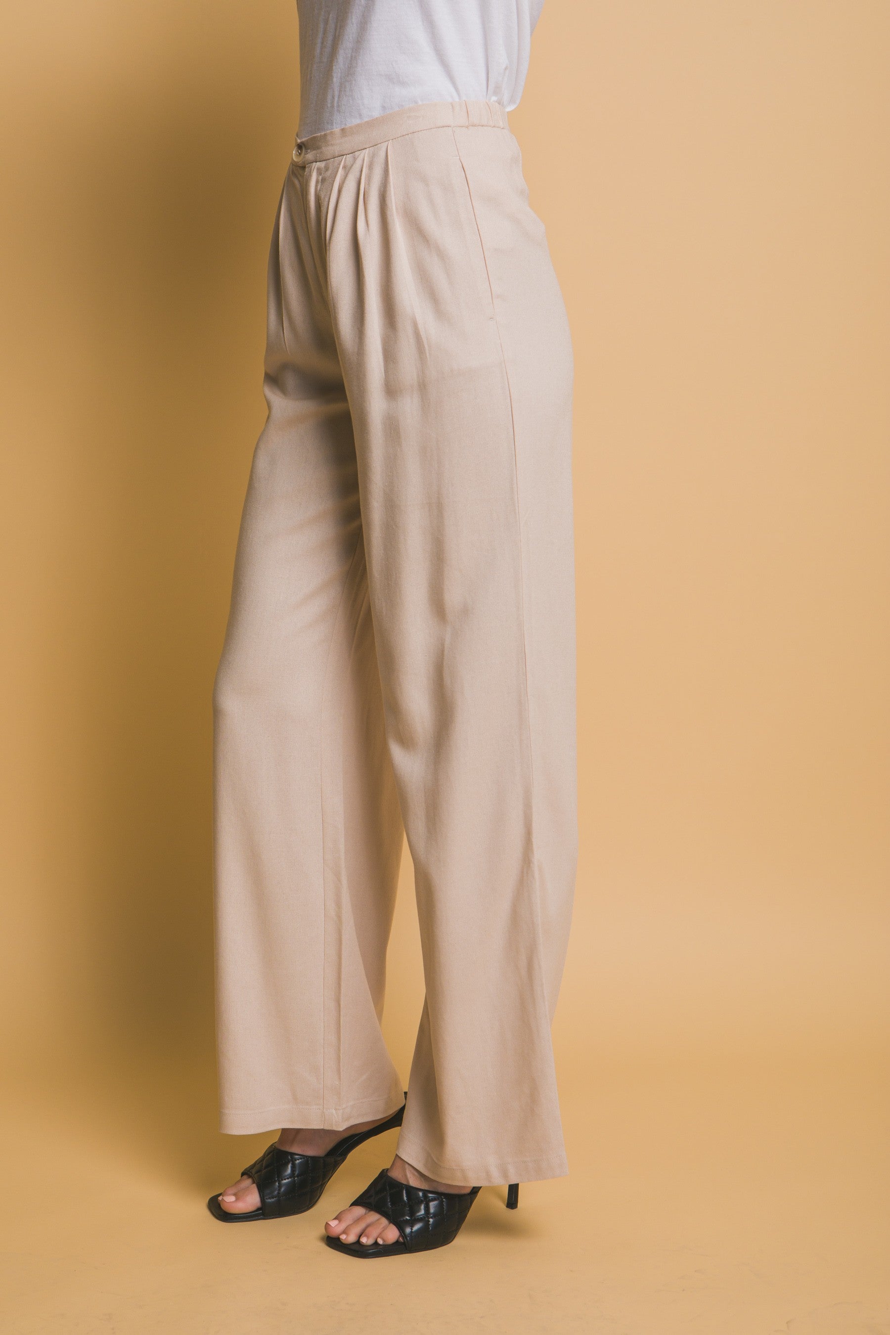 Pantalón palazzo de tiro alto con pinzas