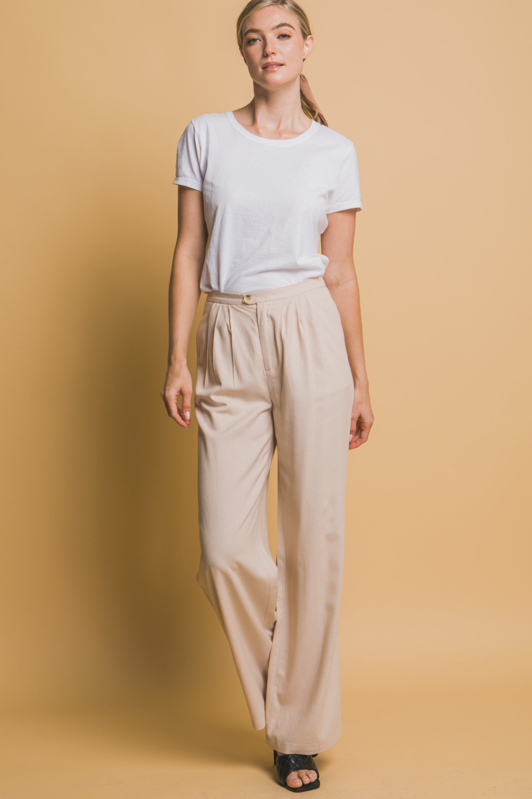 Pantalón palazzo de tiro alto con pinzas