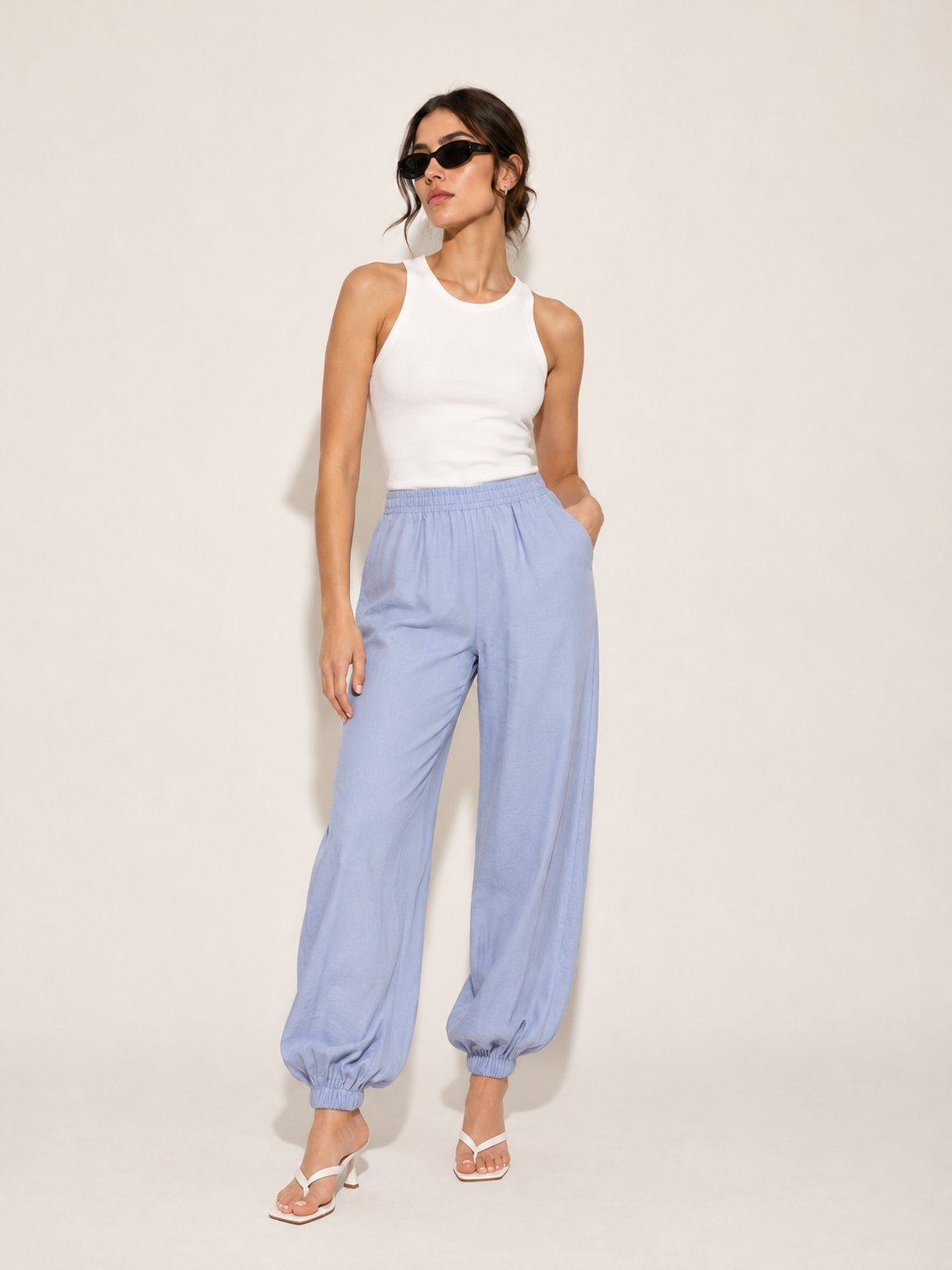 Pantalón con elástico para mujer — Vista completa