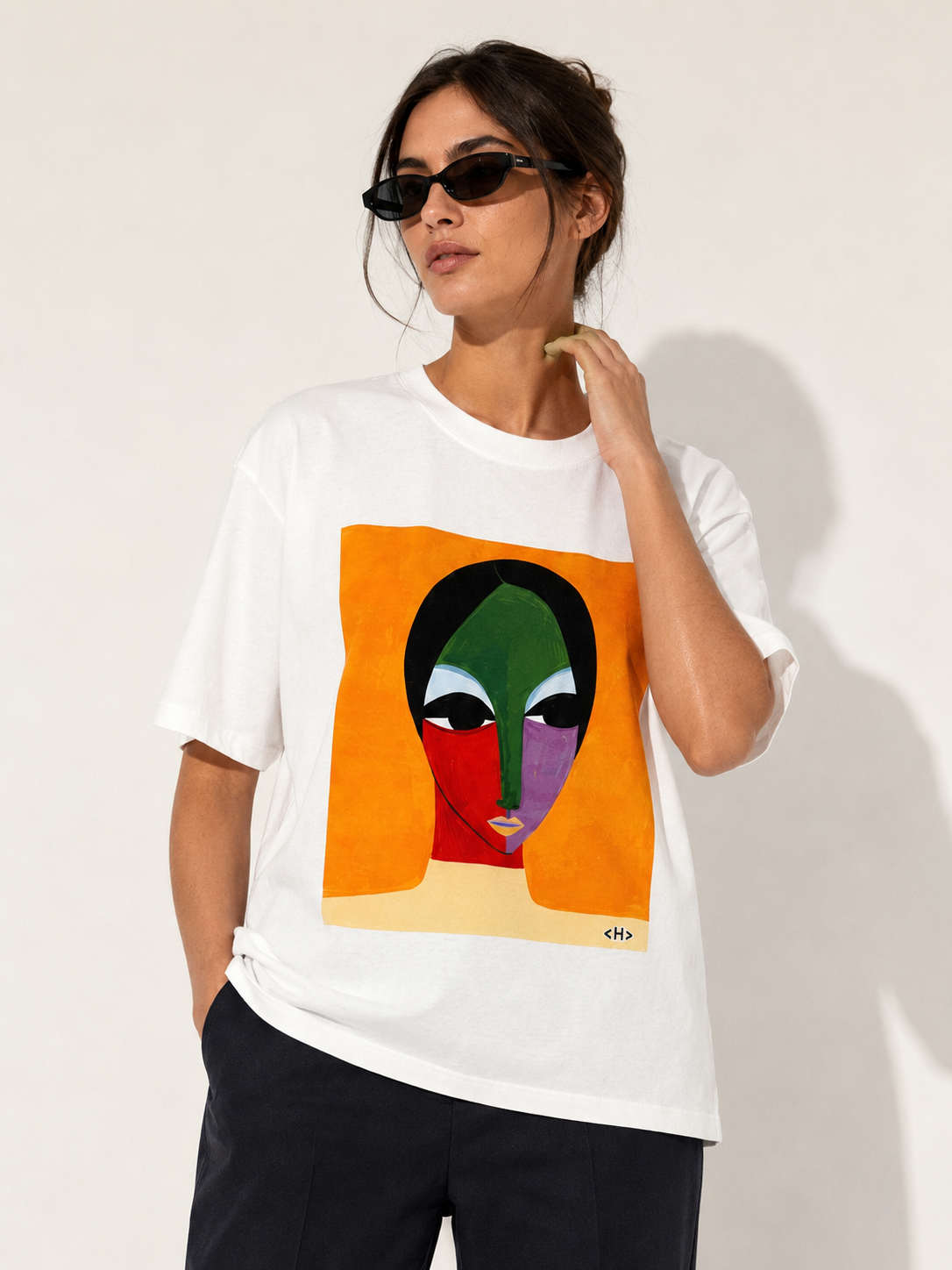 T-Shirt de corte oversized con cuello redondo
