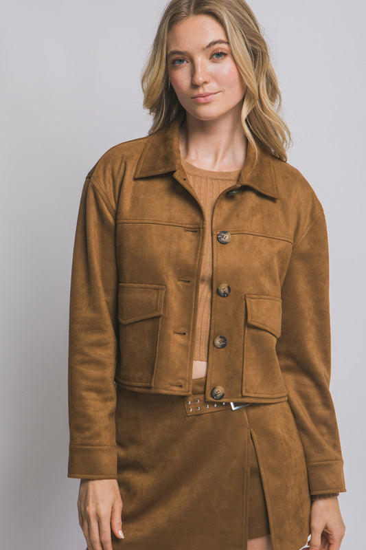 Chaqueta de tela tipo gamusa