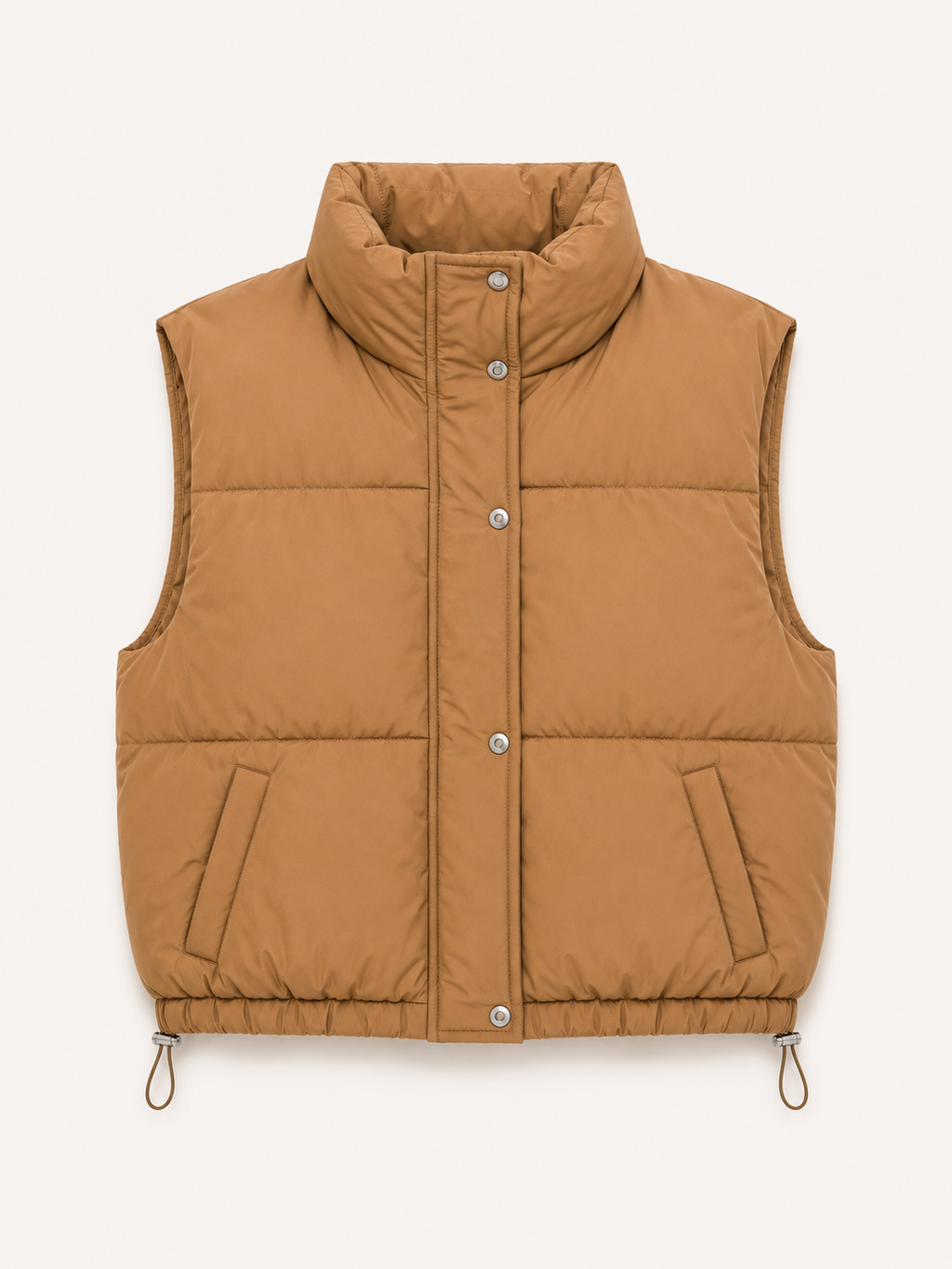 Chaleco acolchado con cuello alto y ajuste en cintura