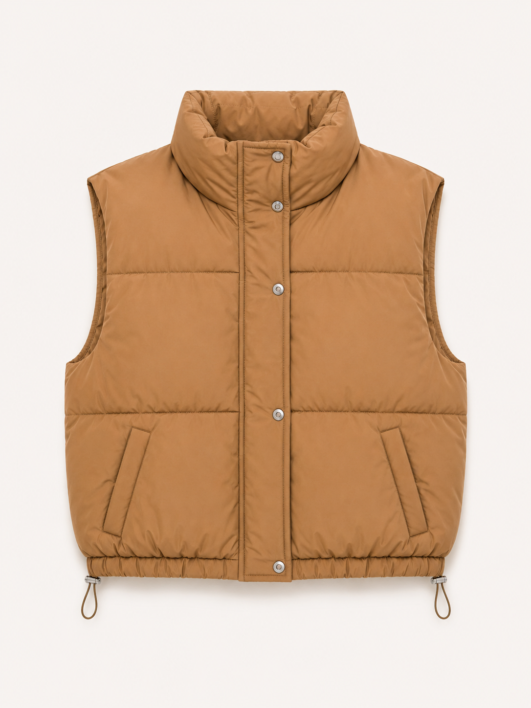 Chaleco acolchado con cuello alto y ajuste en cintura