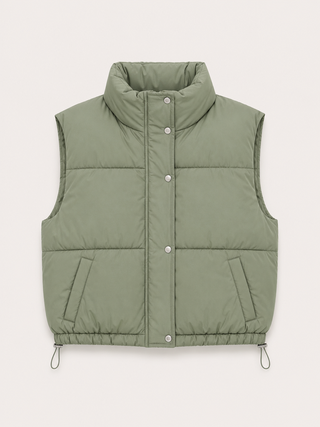 Chaleco acolchado con cuello alto y ajuste en cintura