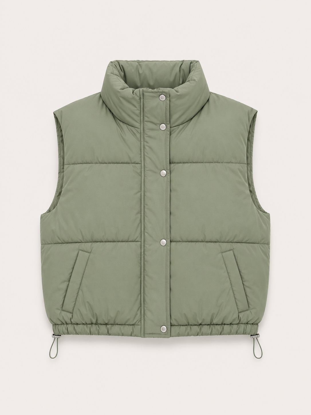 Chaleco acolchado con cuello alto y ajuste en cintura