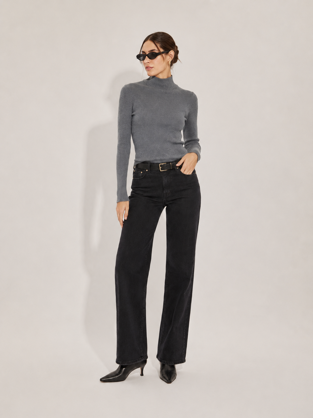 BLUSA CUELLO ALTO TEJIDO RIB