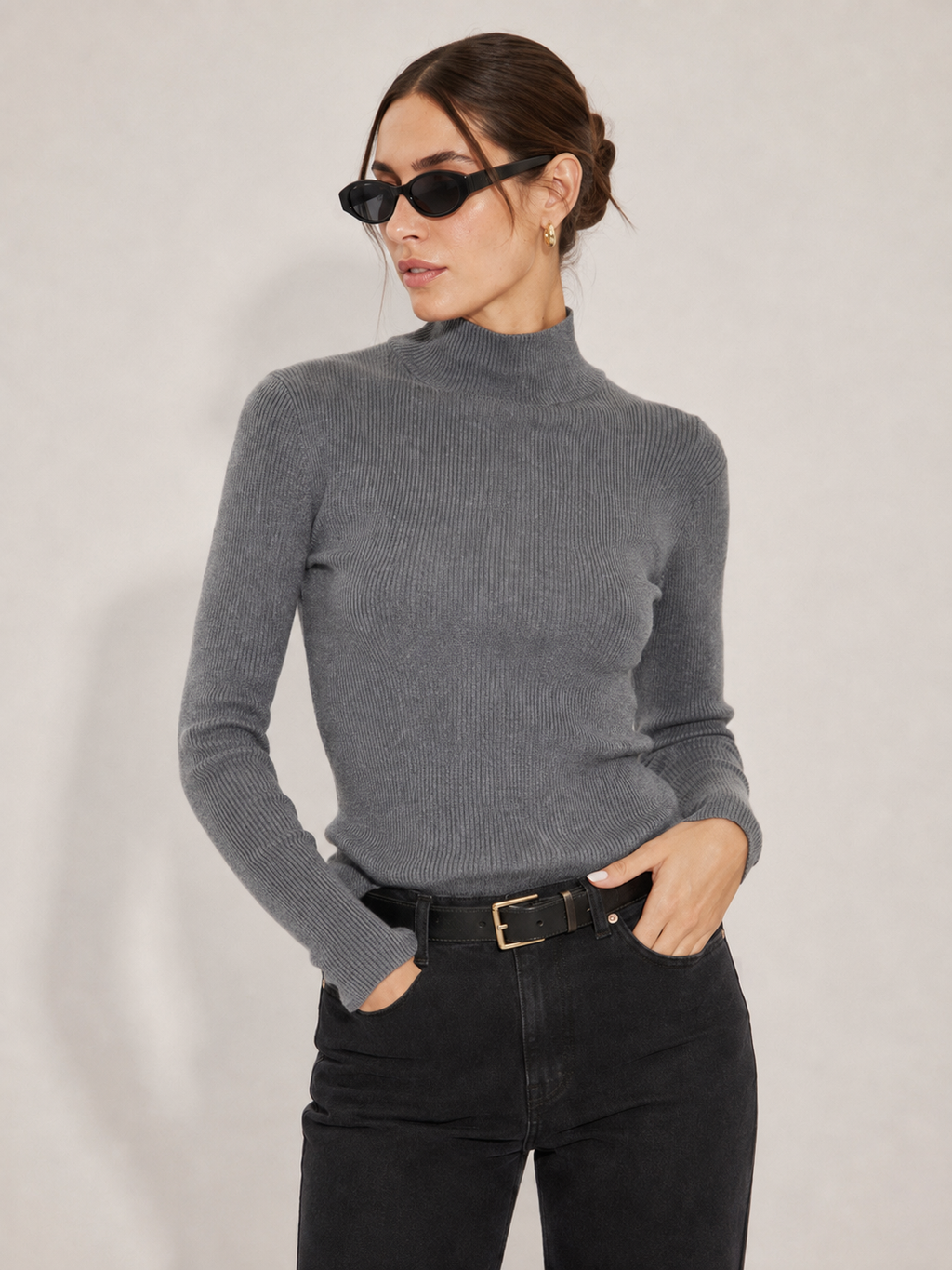 BLUSA CUELLO ALTO TEJIDO RIB