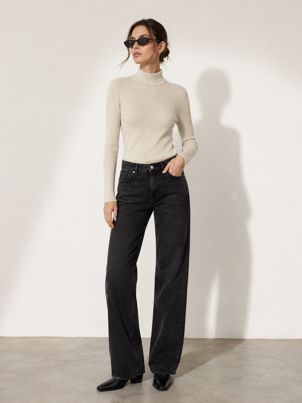 BLUSA CUELLO ALTO TEJIDO RIB
