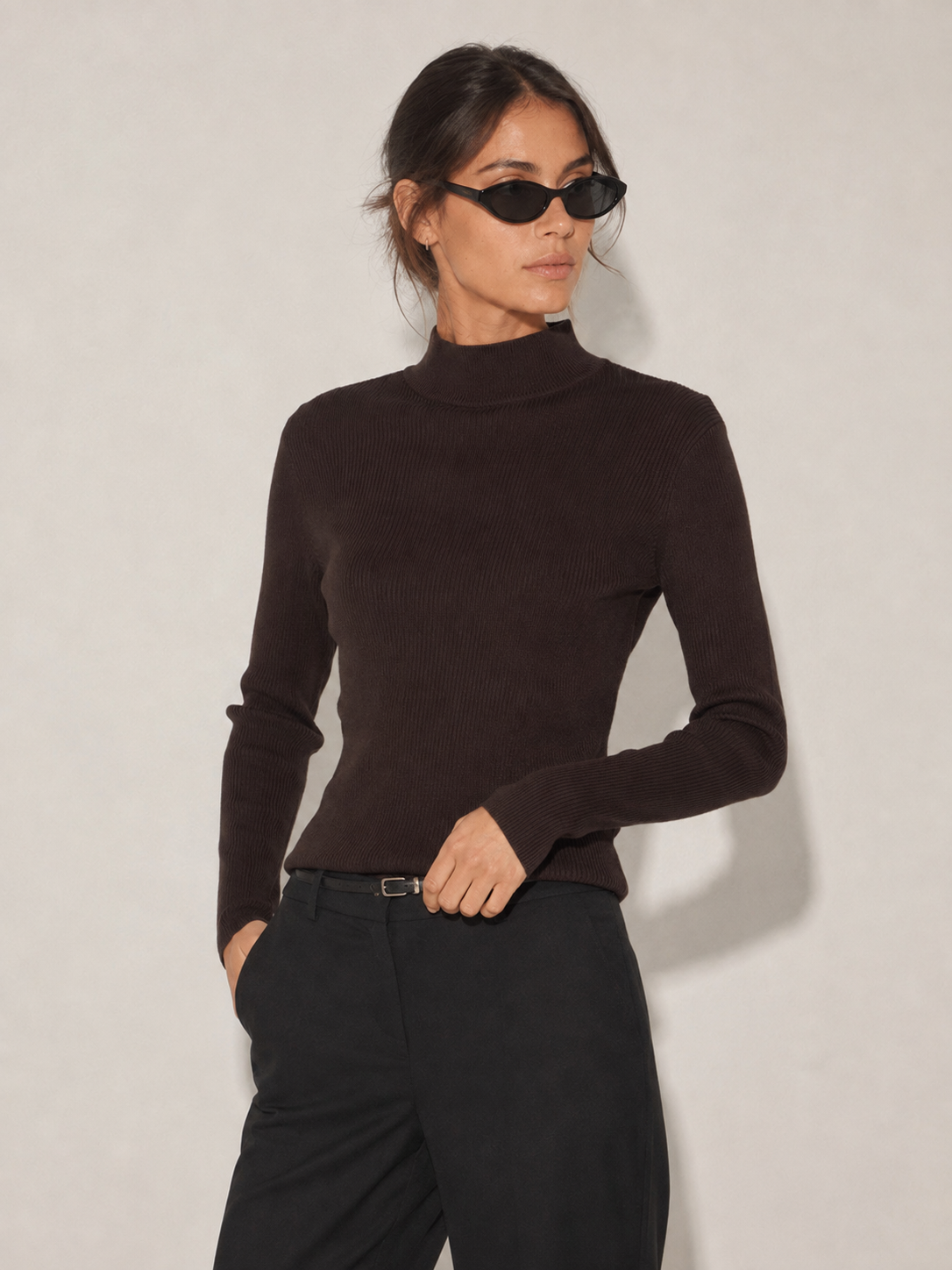 BLUSA CUELLO ALTO TEJIDO RIB
