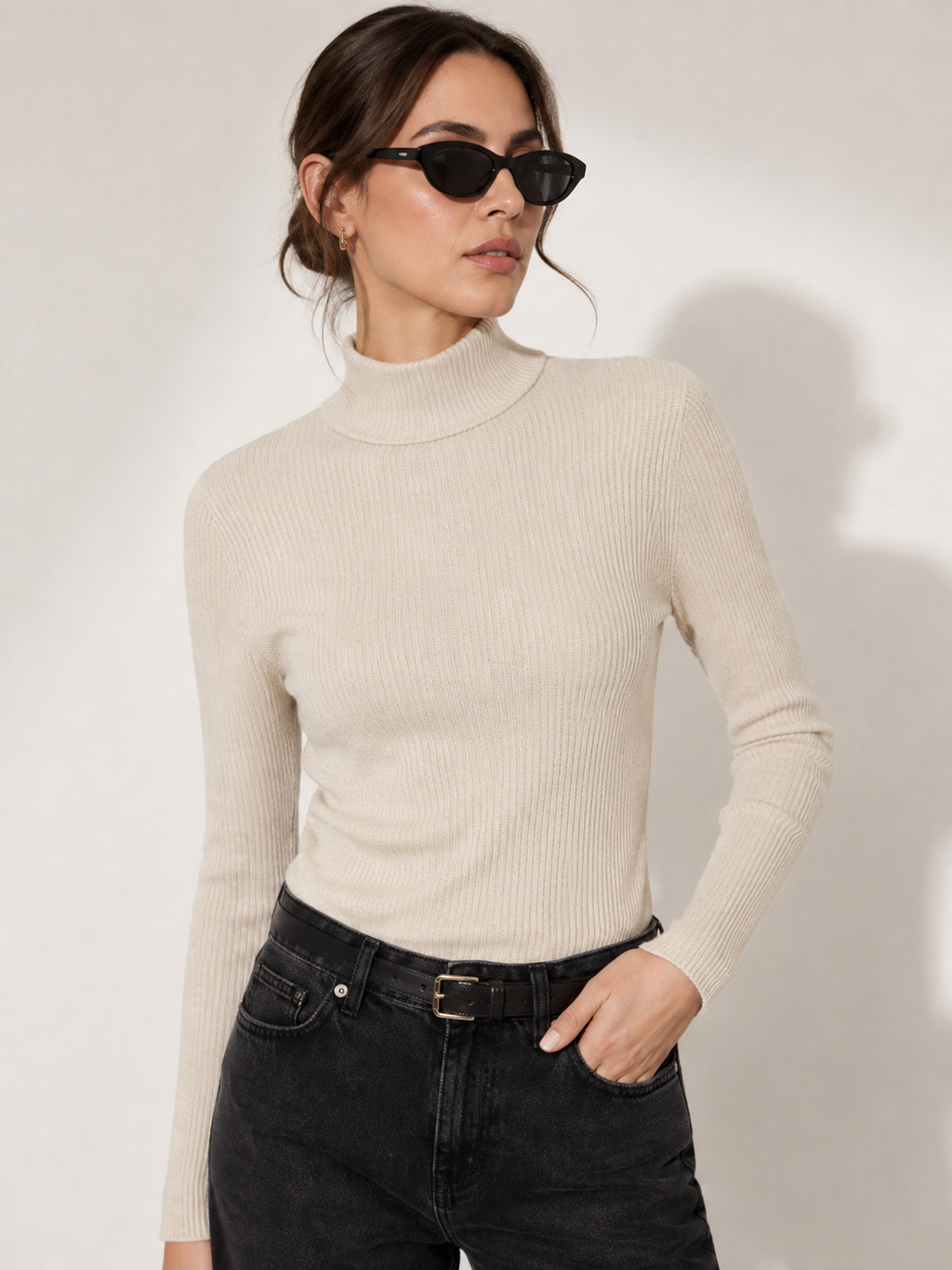 BLUSA CUELLO ALTO TEJIDO RIB