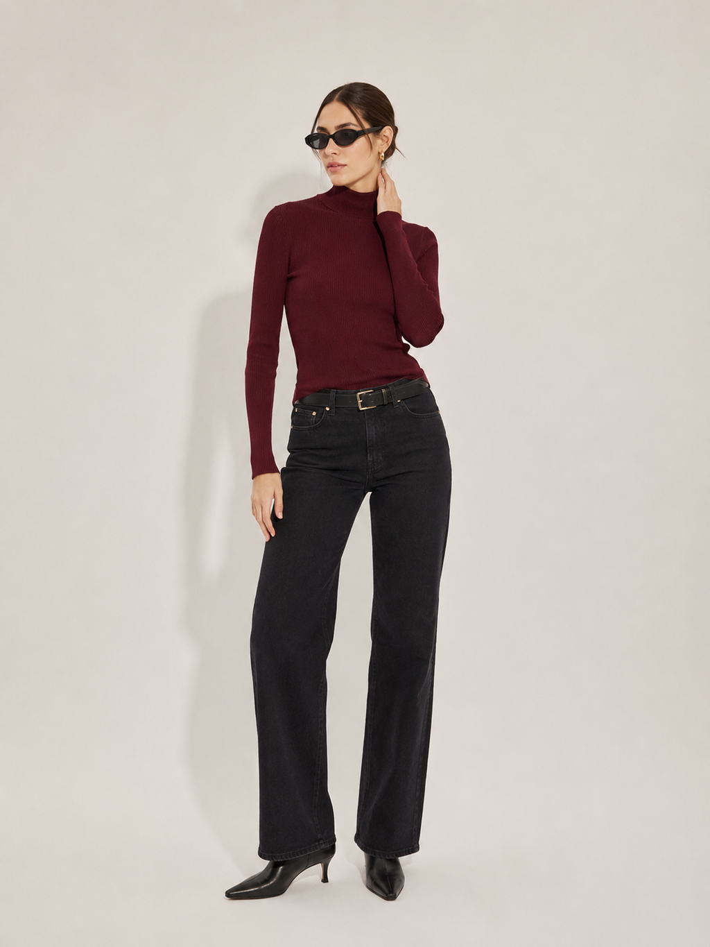 BLUSA CUELLO ALTO TEJIDO RIB