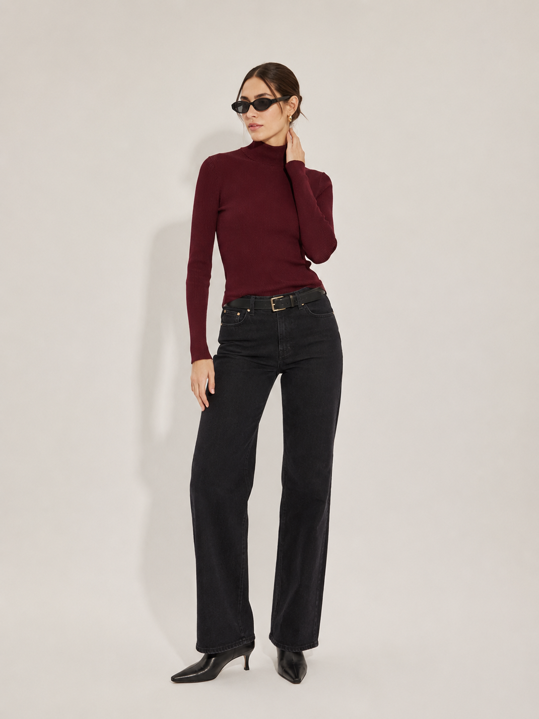 BLUSA CUELLO ALTO TEJIDO RIB
